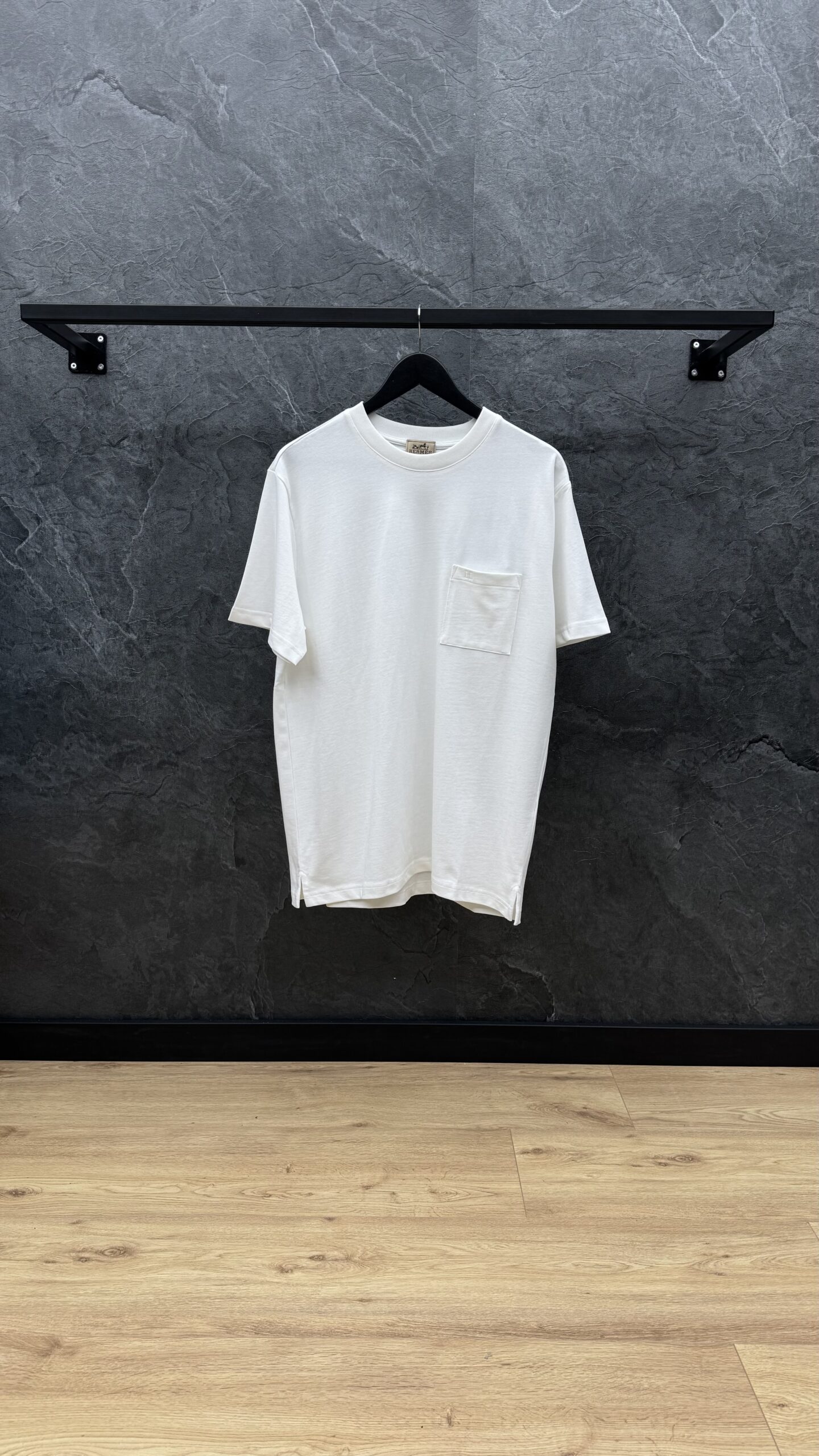 Hermes H Logo Pocket T Shirt White - Image 1