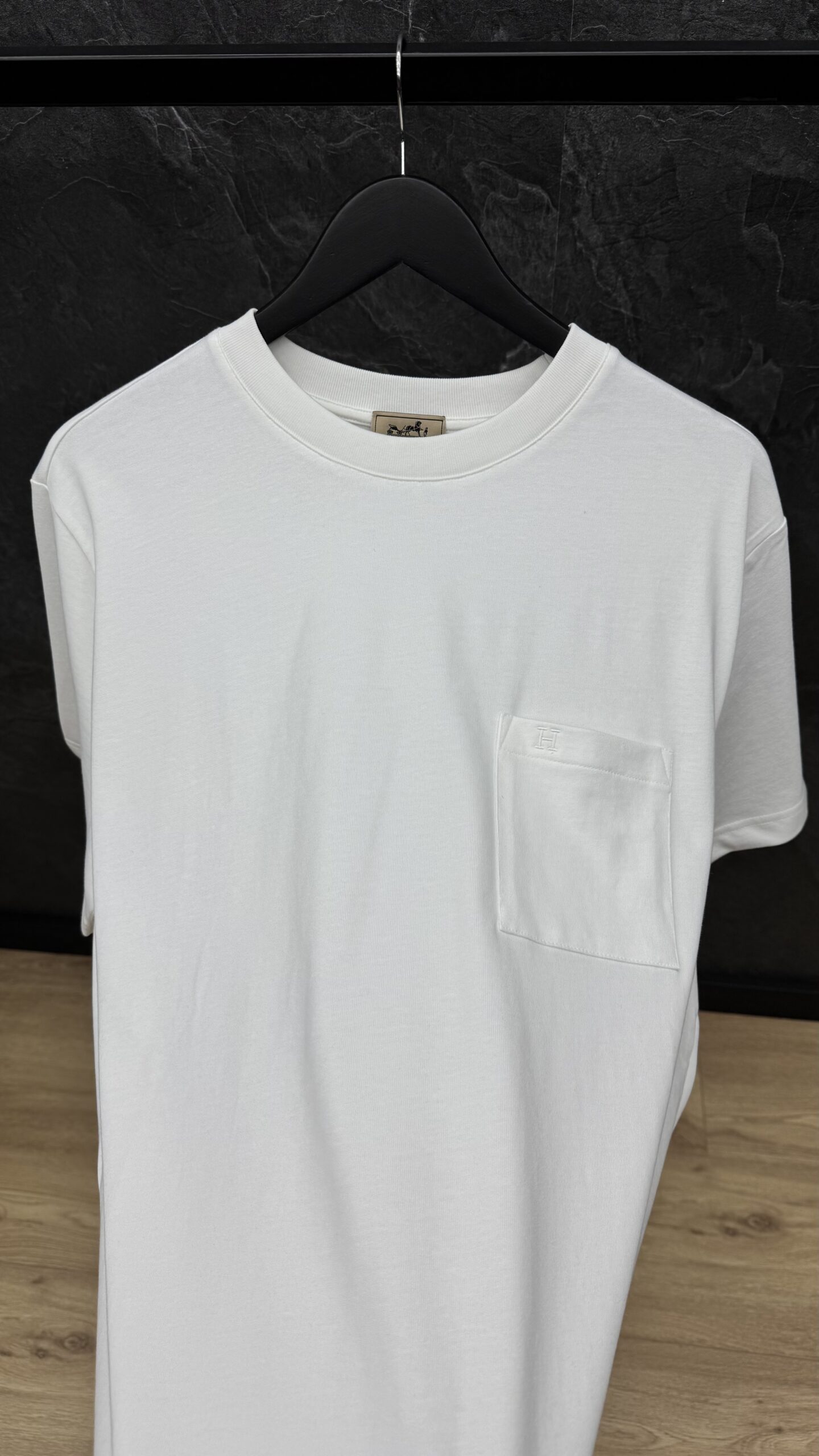 Hermes H Logo Pocket T Shirt White - Image 2