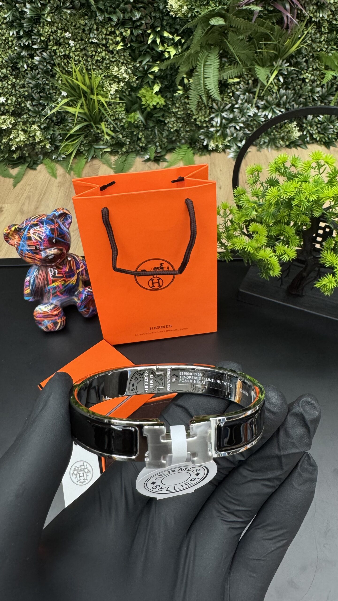 Hermes Clic H Bracelet Silver Black - Image 2