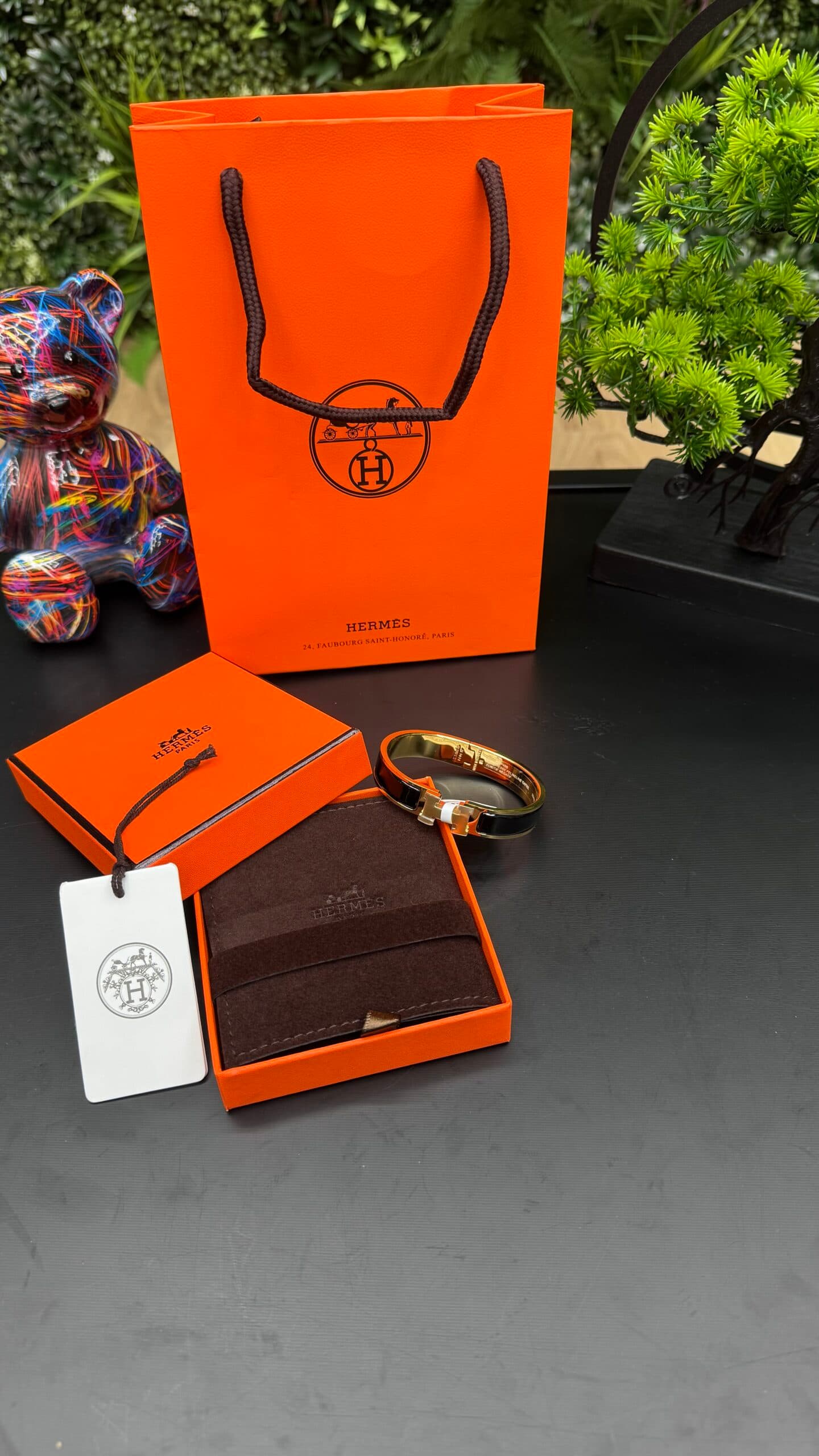 Hermes Clic H Bracelet Gold Black