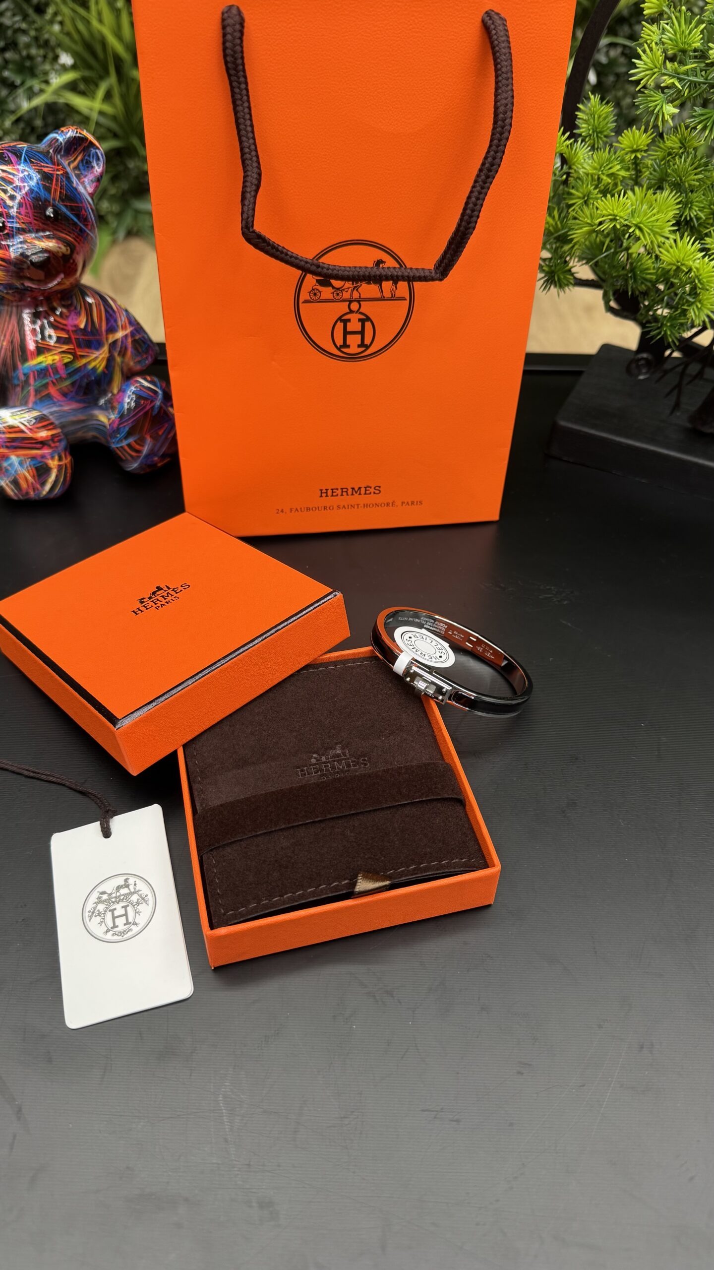 Hermes Kelly Bracelet Silver Black - Image 1