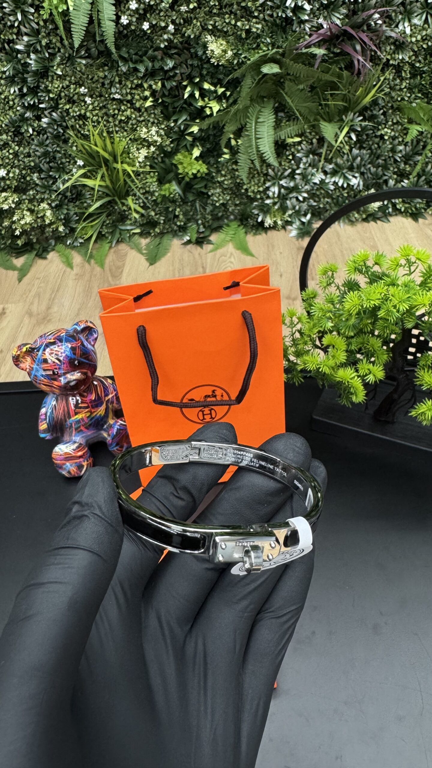 Hermes Kelly Bracelet Silver Black - Image 2