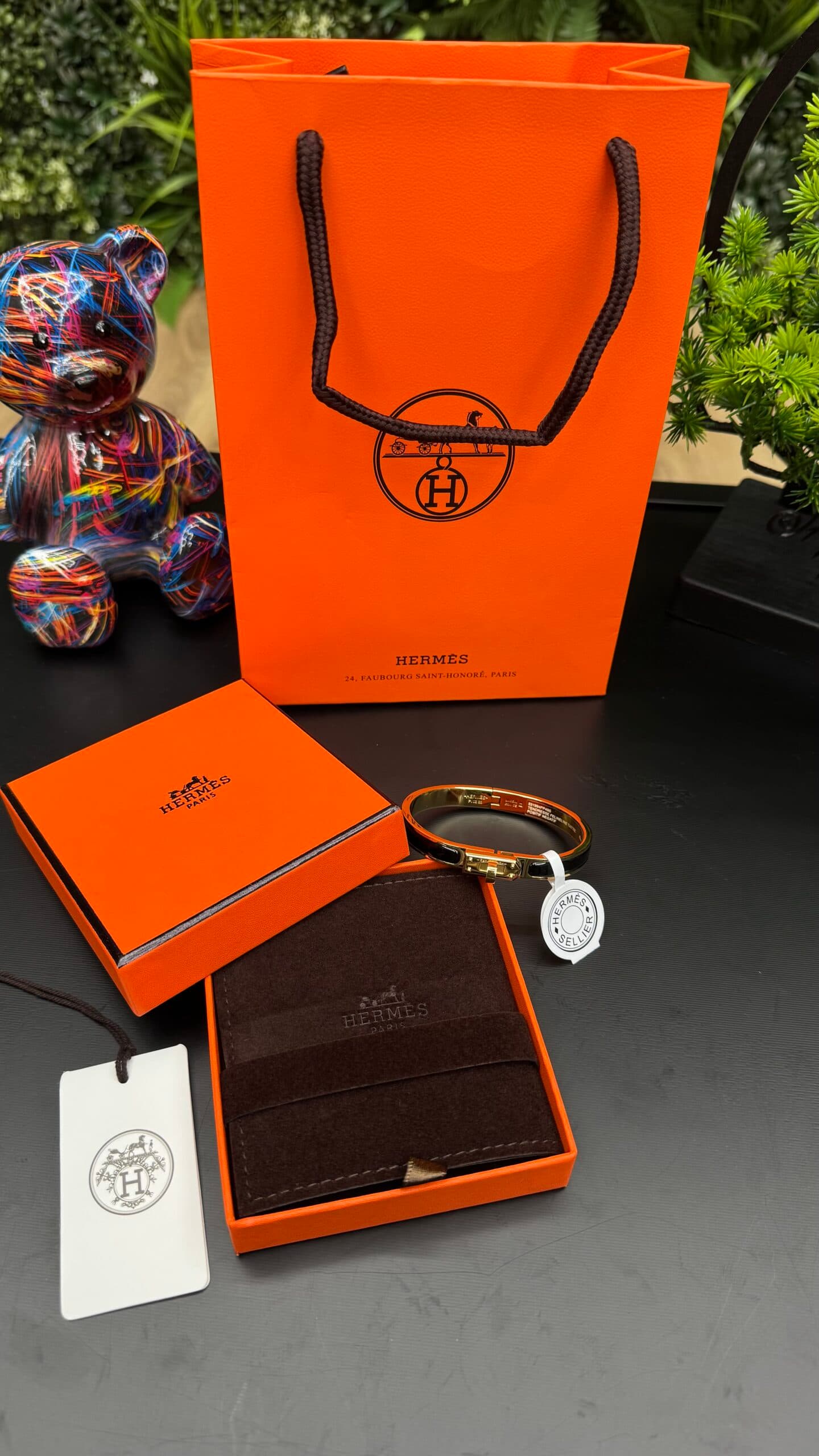 Hermes Kelly Bracelet Gold Black