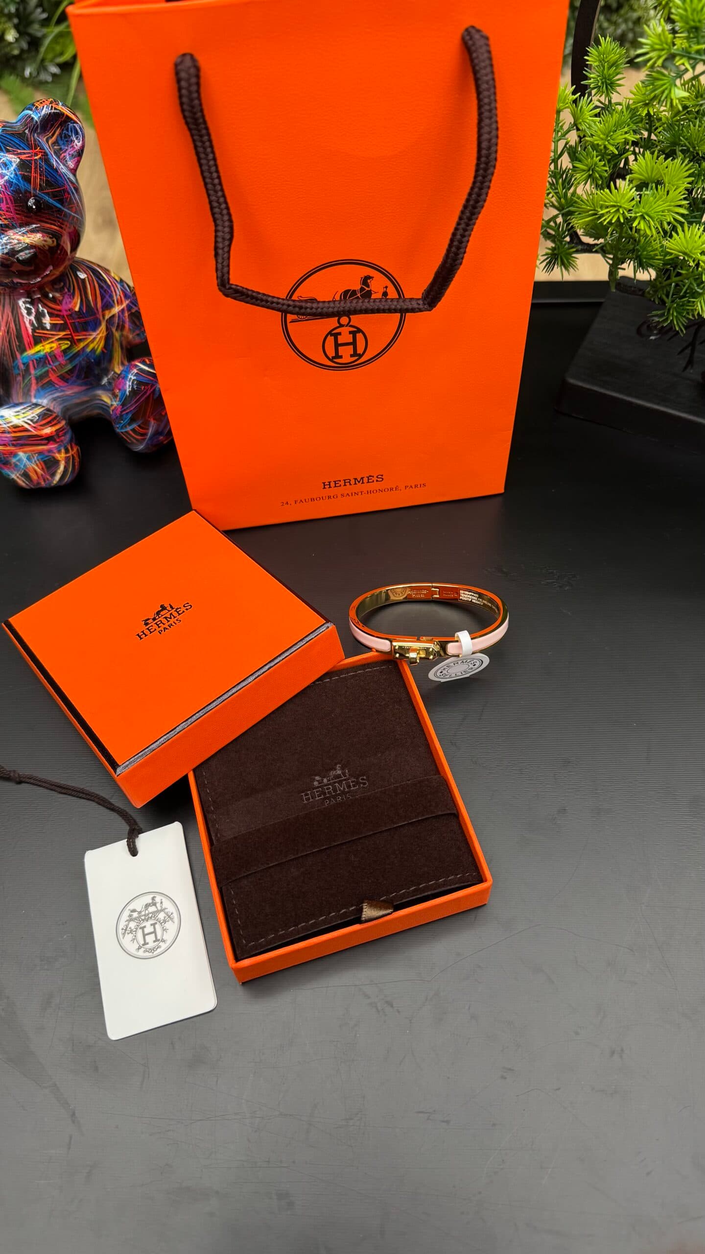 Hermes Kelly Bracelet Gold Pink