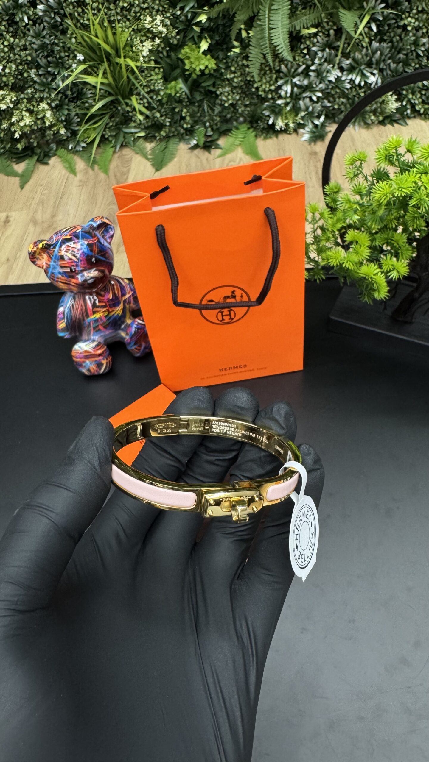 Hermes Kelly Bracelet Gold Pink - Image 2