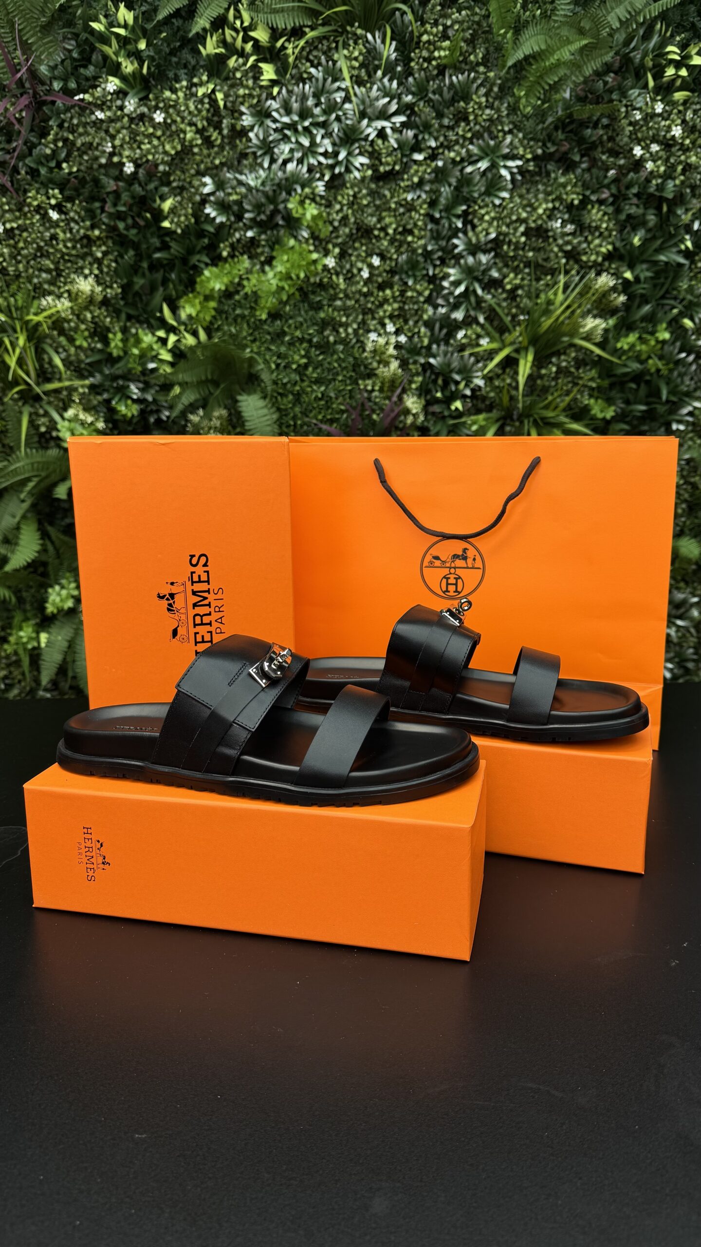 Hermes Jackson Sandal Black/Silver