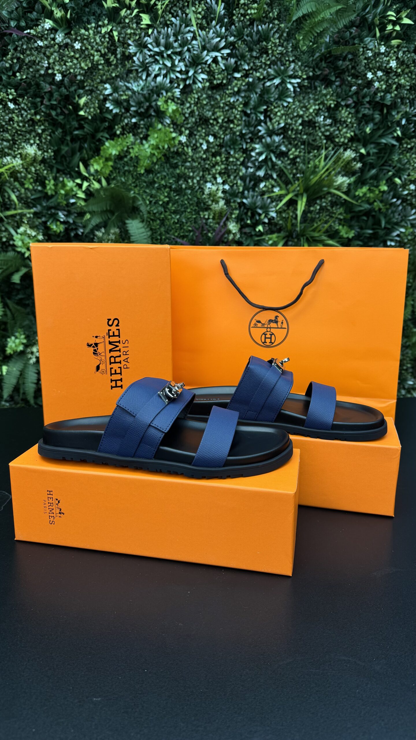 Hermes Jackson Sandal Navy Blue