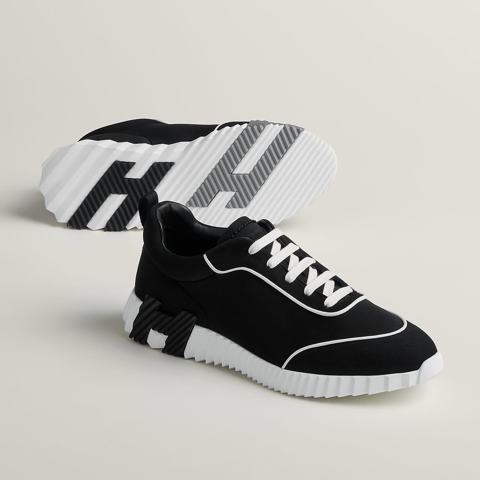 Hermes Bouncing Sneakers Black White Stripes - Image 1