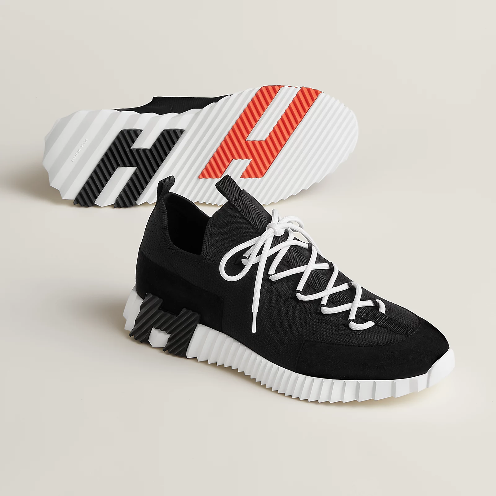 Hermes Lift Slip On Black Orange H - Image 1