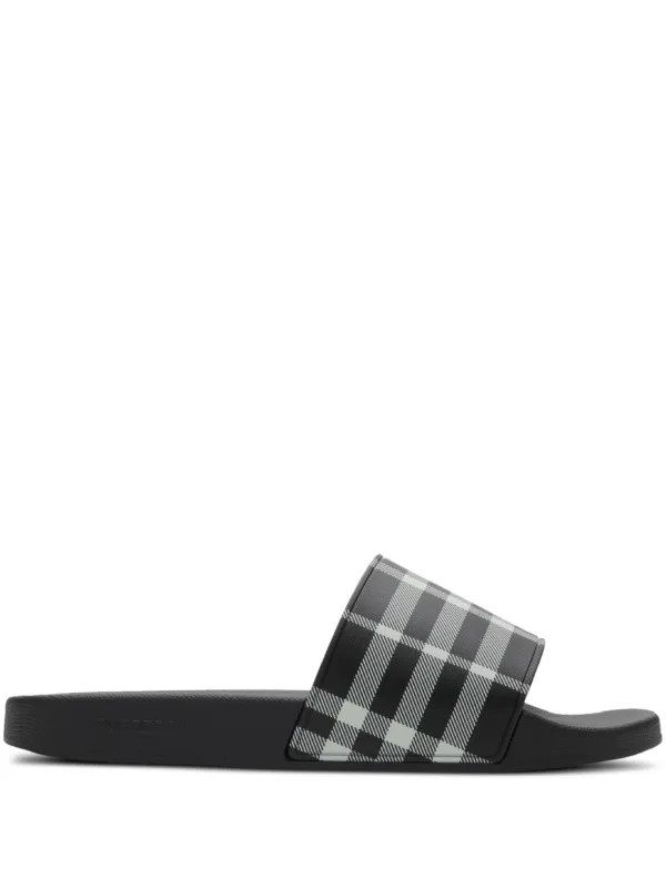 Burberry Checkered Vintage Slides Black White - Image 1