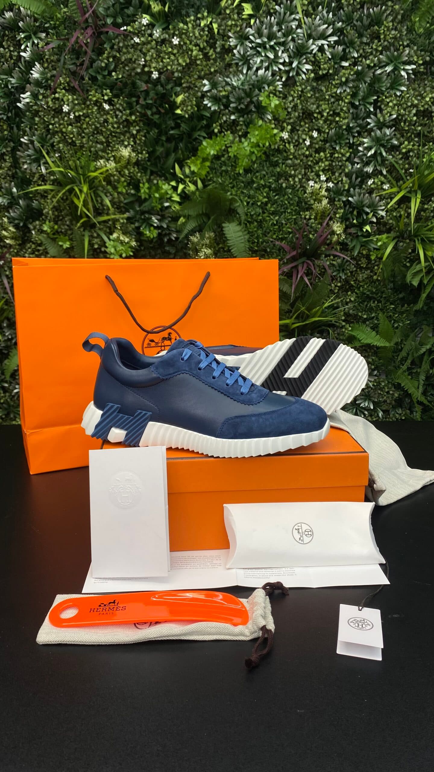 Hermes Bouncing Sneakers Suède Navy Blue H