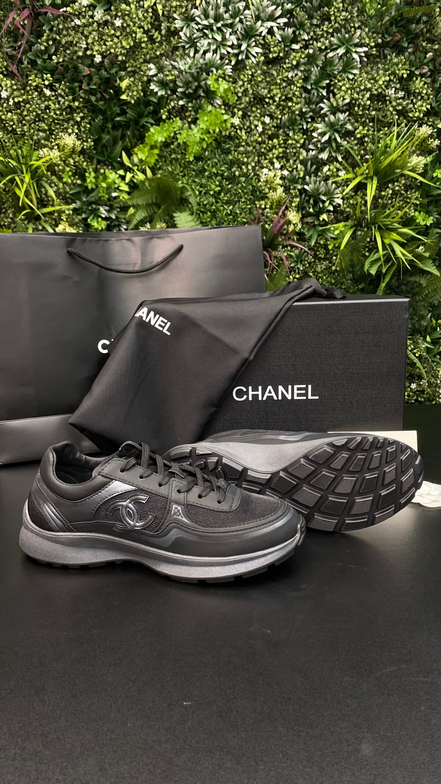 Chanel Low Top CC Runner Black On Black
