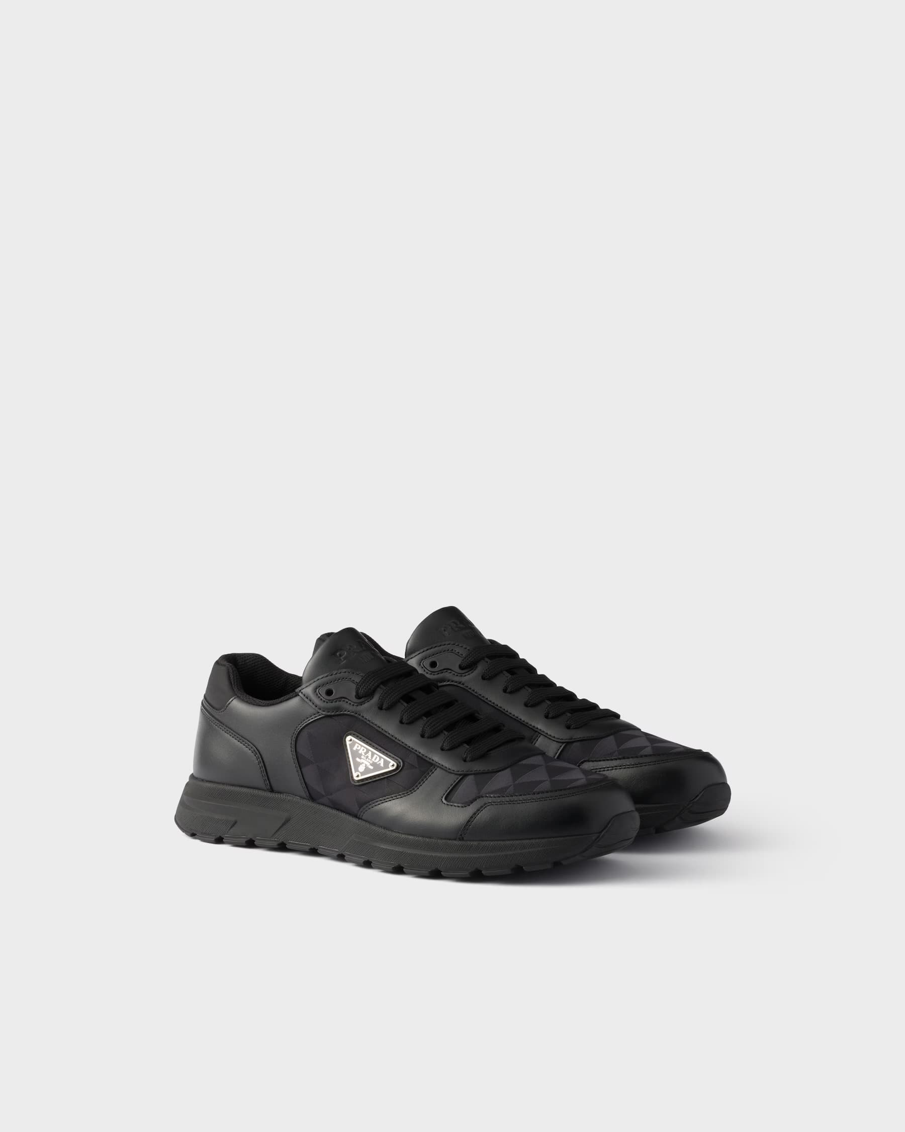 Prada Prax 2.0 Re-Nylon and leather Triangle sneakers Black