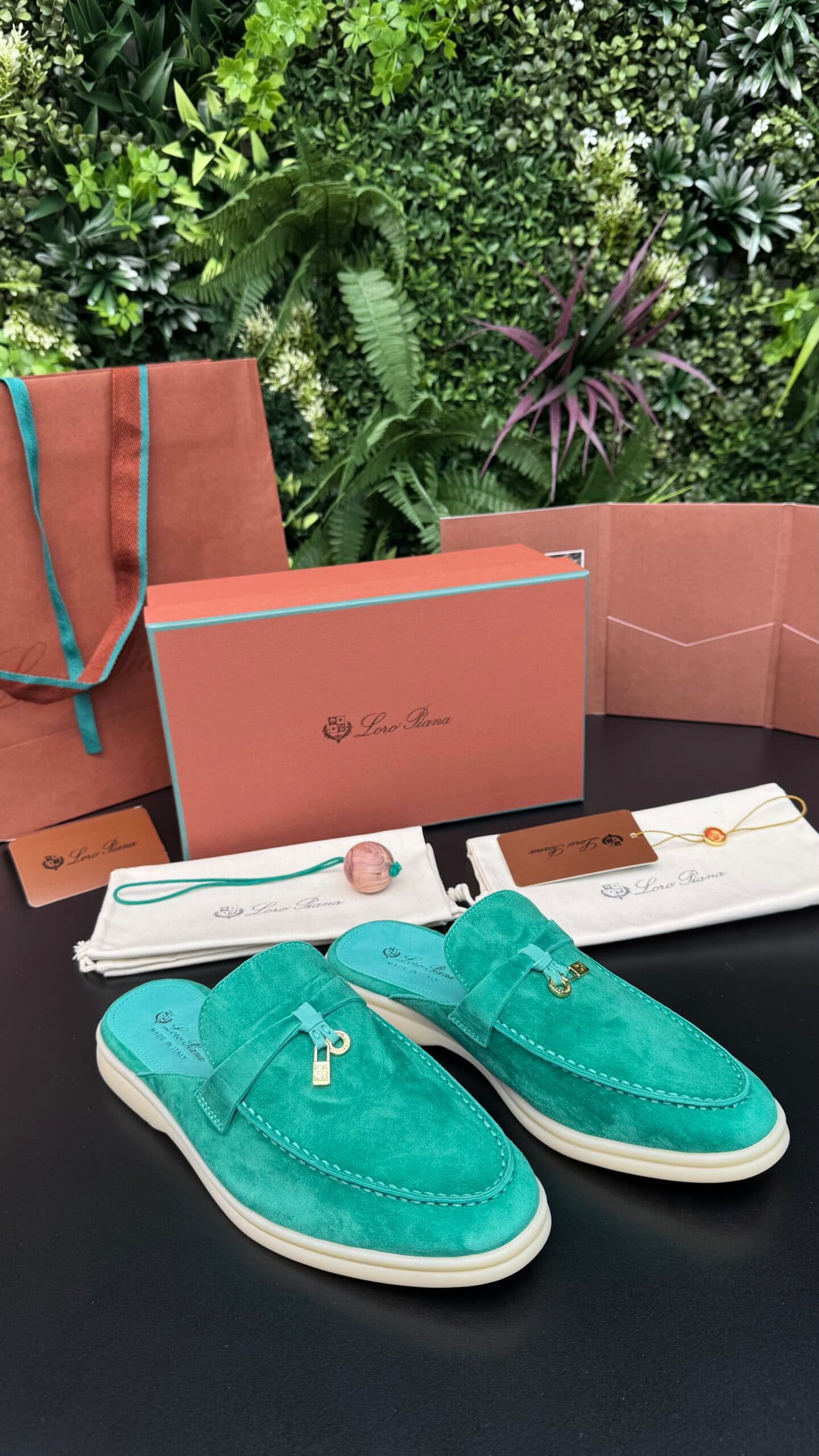 Loro Piana Summer charm walk flats Turqoise