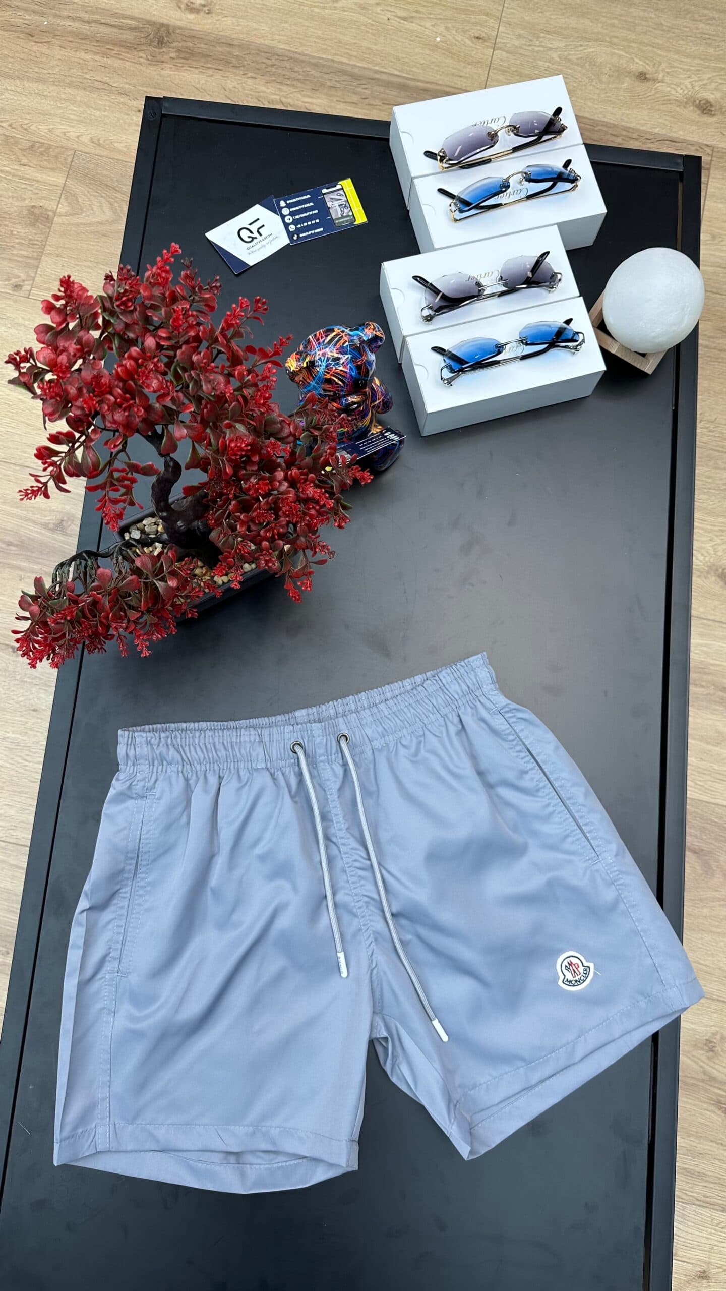 Moncler Basic Logo Swim Short Grey