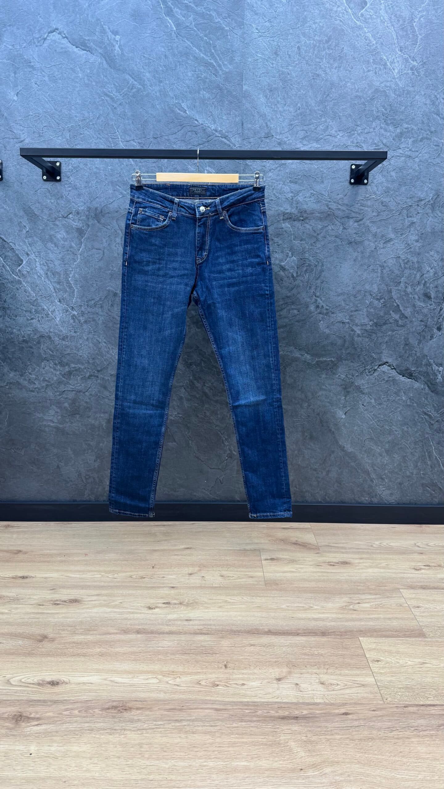 Prada Slim Fit Jeans Silver Logo Blue