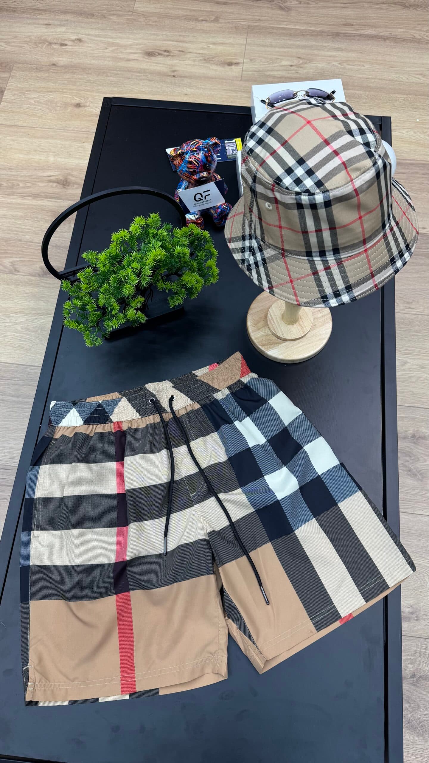 Burberry Checkered Vintage Swim Short Beige
