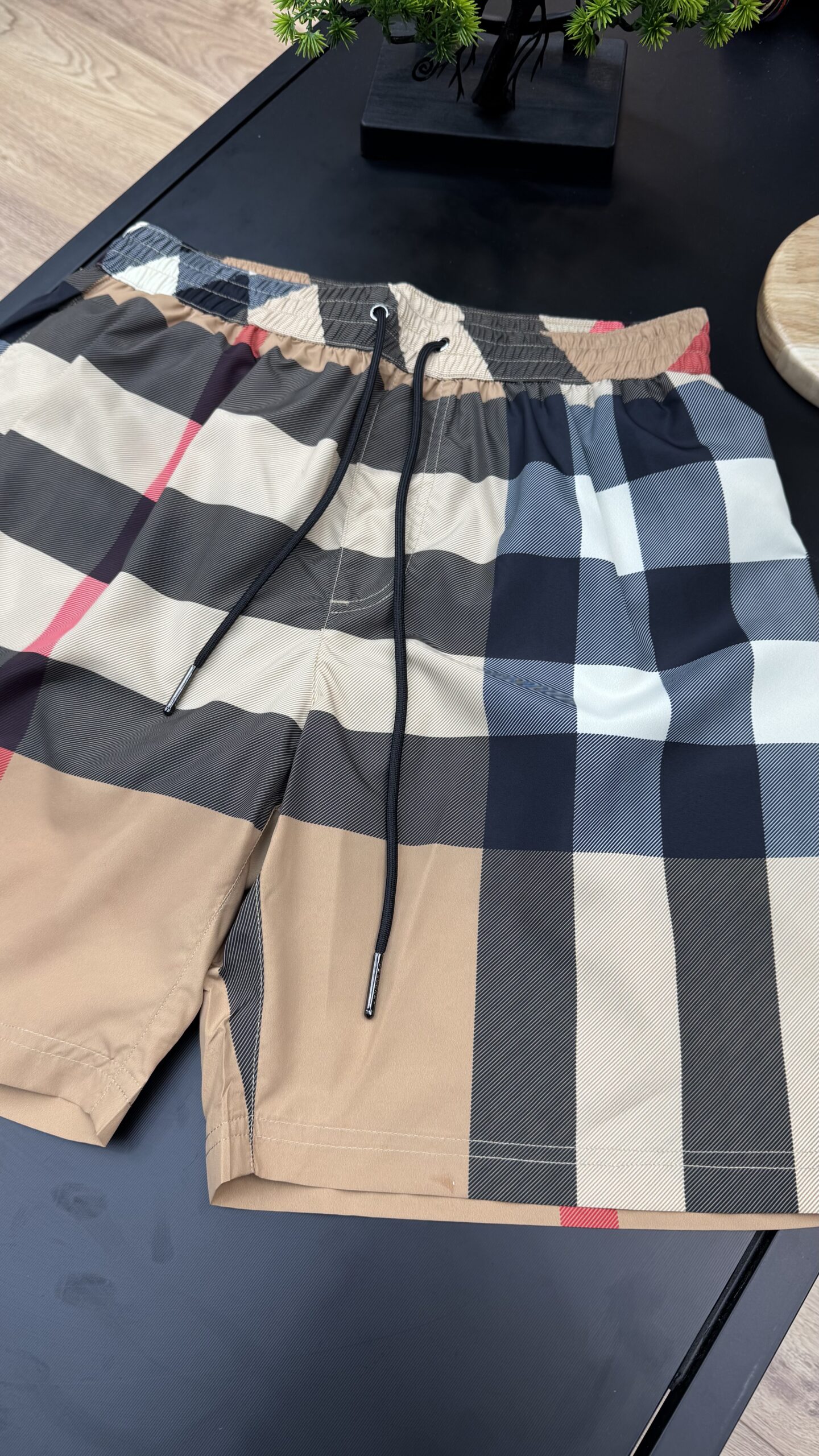 Burberry Checkered Vintage Swim Short Beige - Image 2