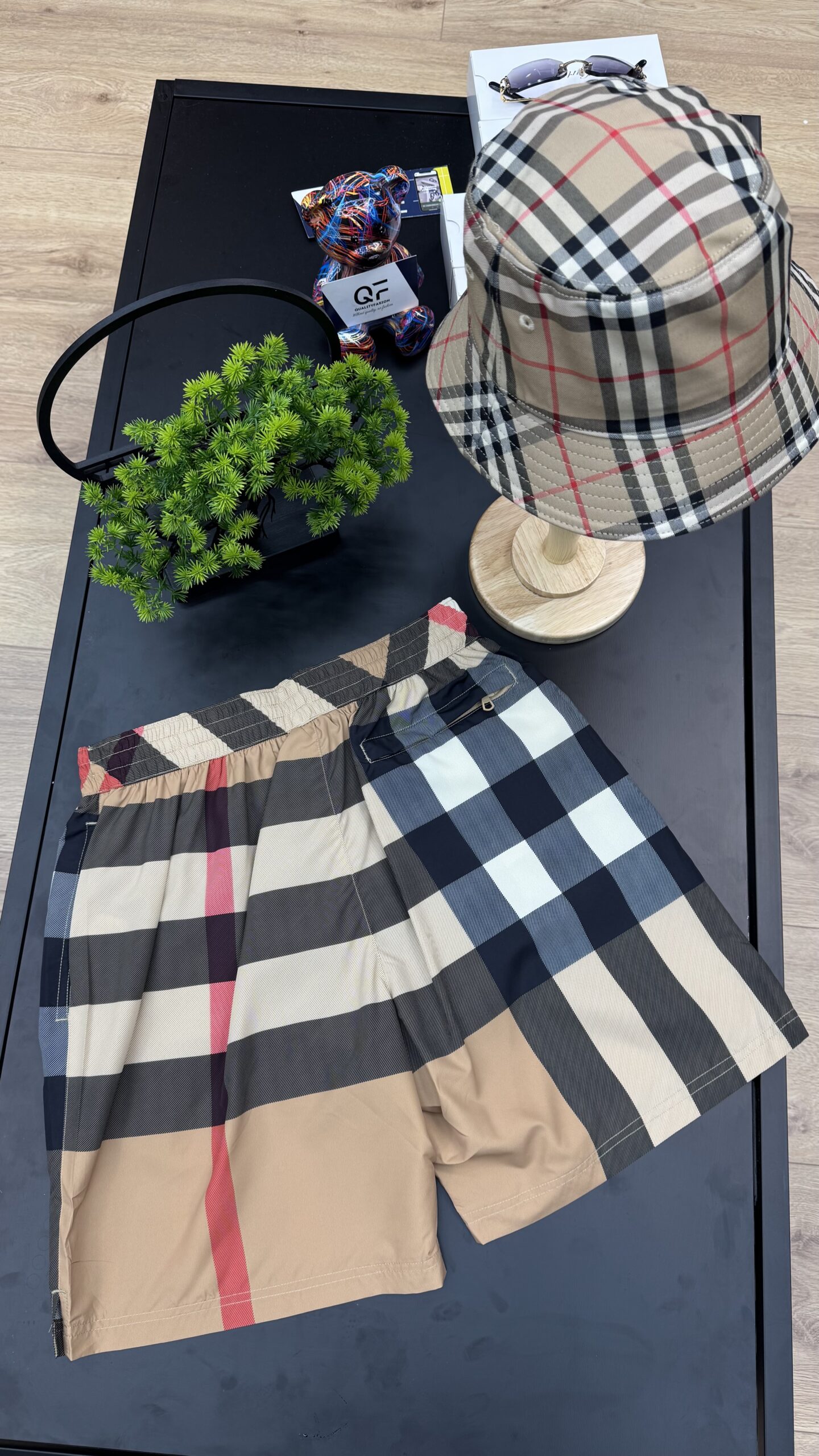 Burberry Checkered Vintage Swim Short Beige - Image 3