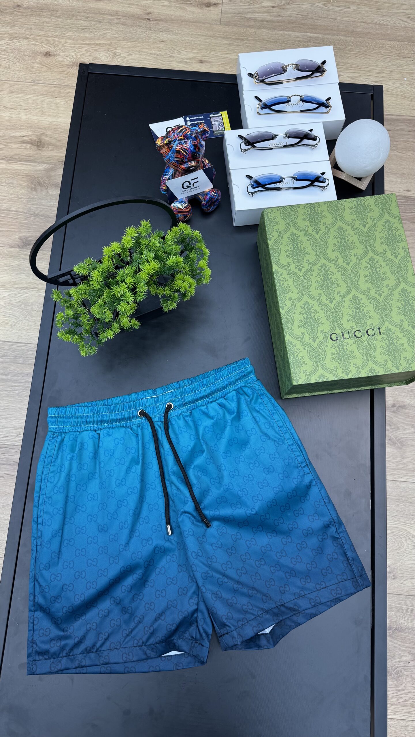 Gucci GG Printed Swim Short Green/Turqoise