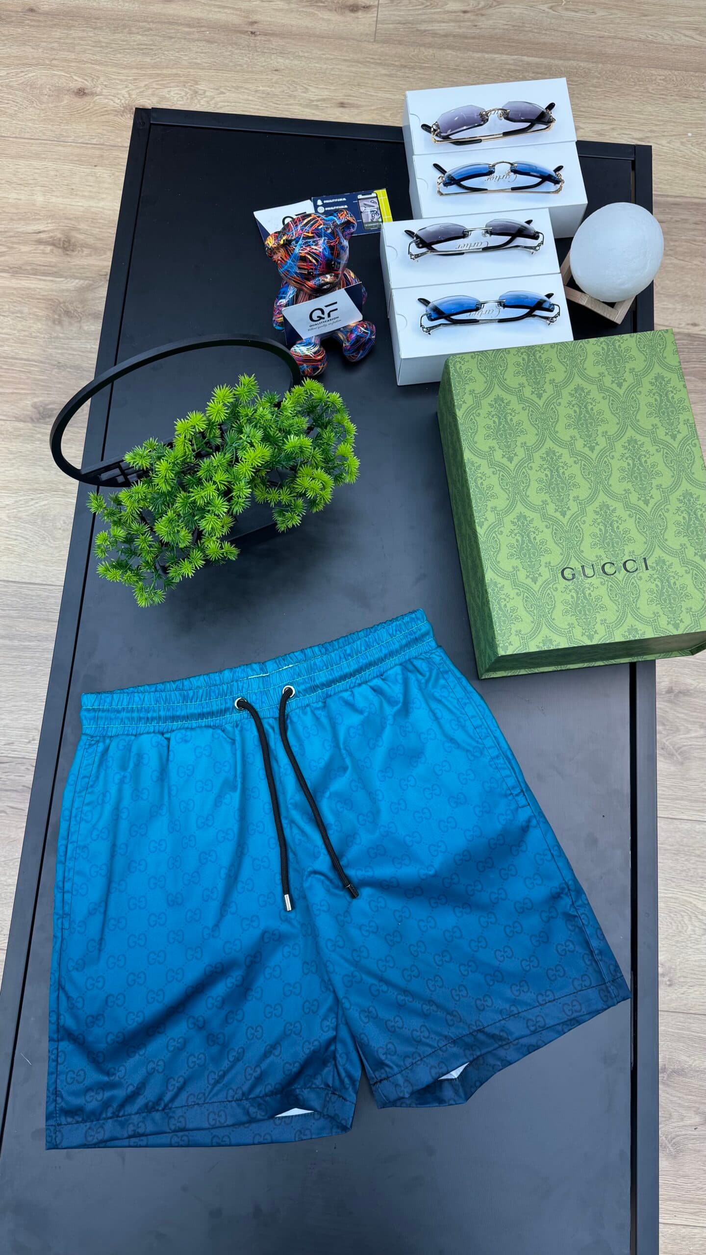 Gucci GG Printed Swim Short Green/Turqoise