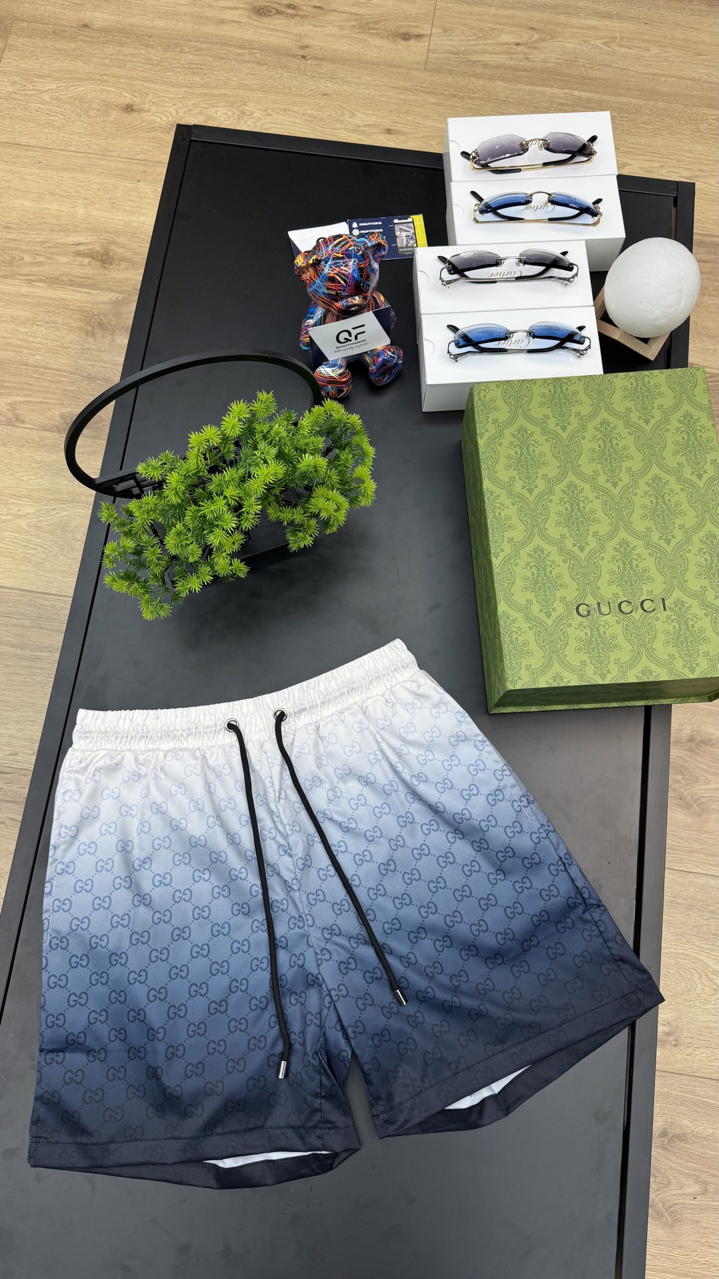Gucci GG Printed Swim Short White/Black