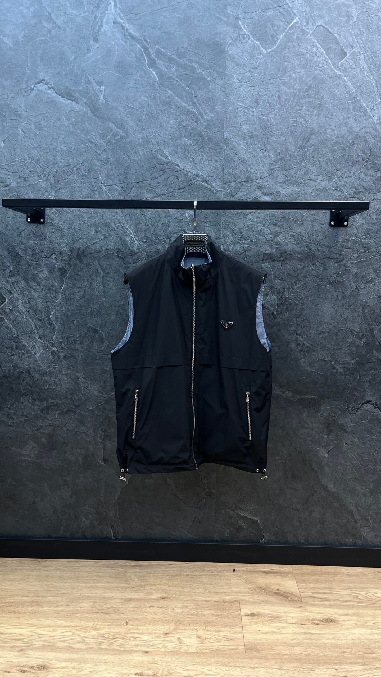 Prada Re-Nylon Reversible Bodywarmer Black/Grey