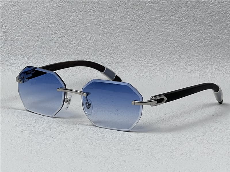 Cartier Buffalo Square Glasses Blue Silver