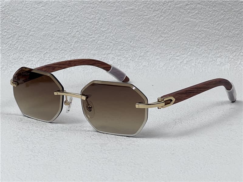 Cartier Buffalo Square Glasses Brown Gold