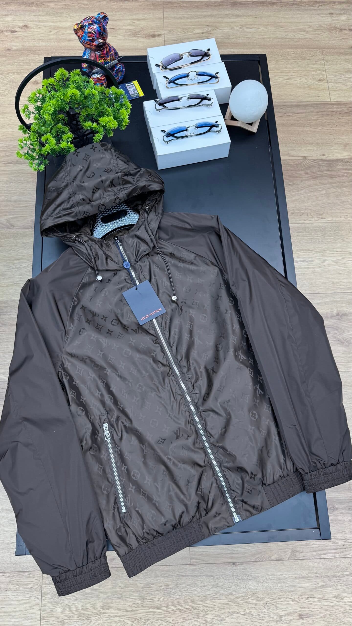 Louis Vuitton Half Monogram Hooded Jacket Brown