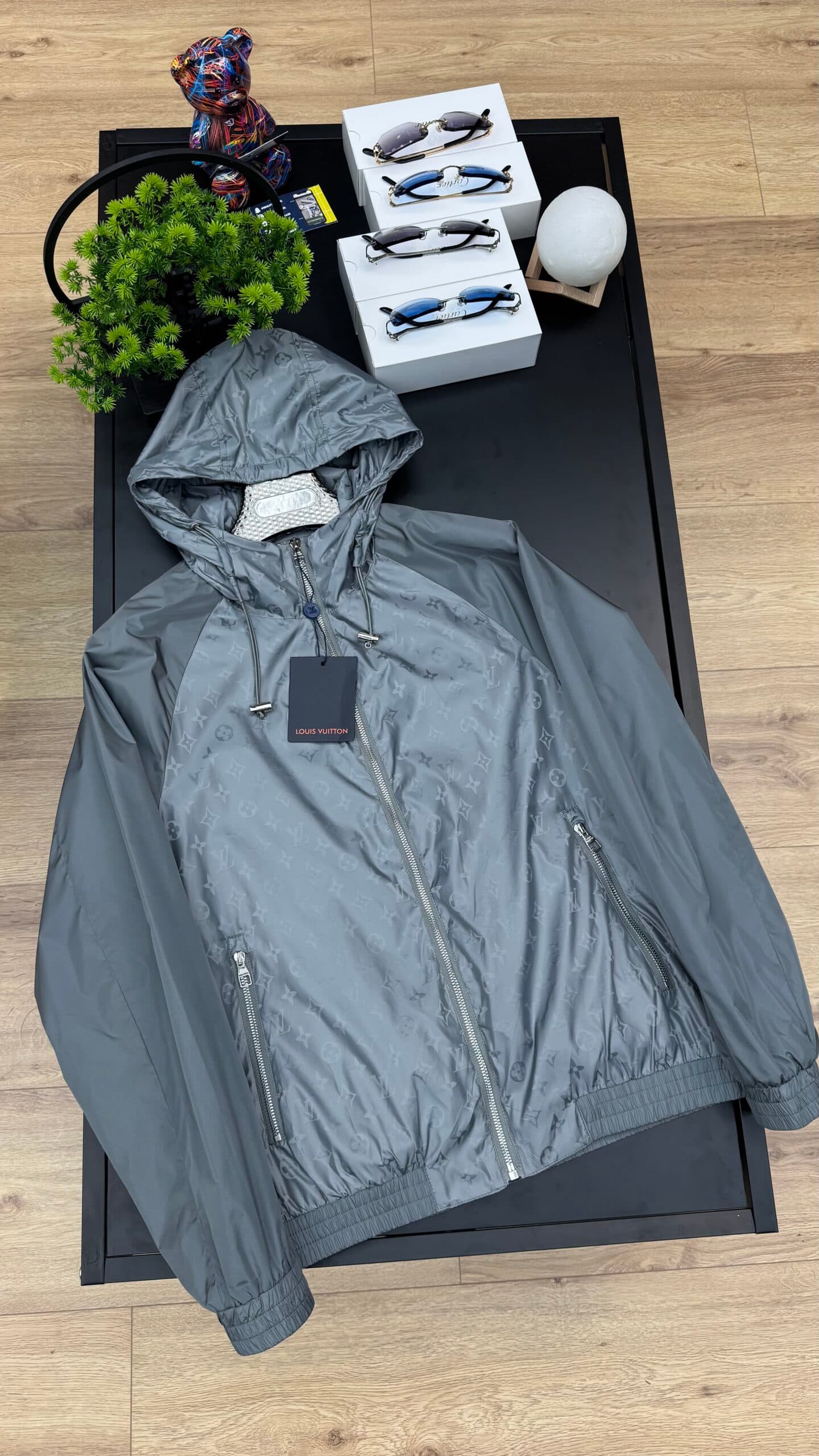 Louis Vuitton Half Monogram Hooded Jacket Grey