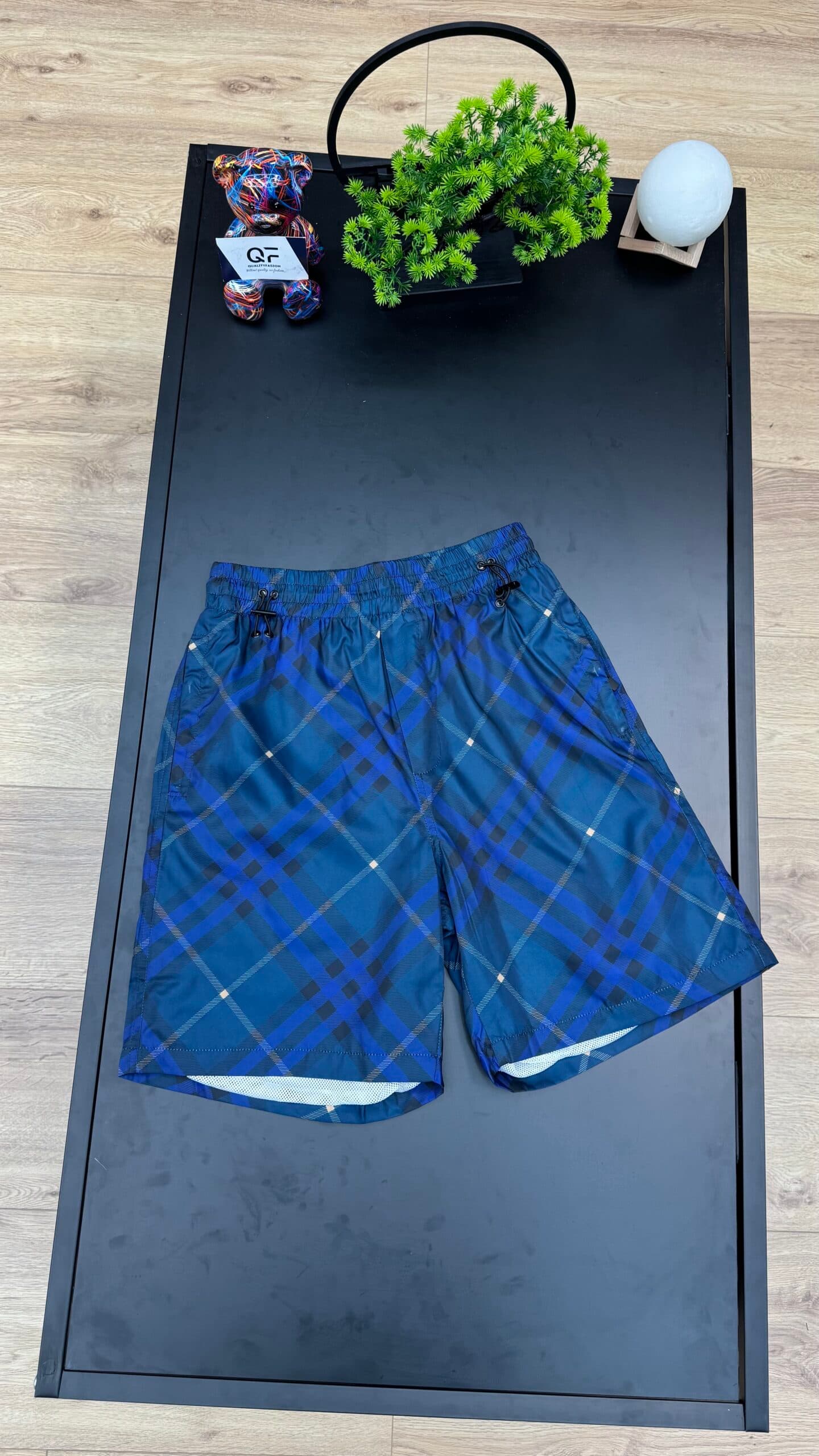 Burberry Check Twill Swim Short Navy Blue