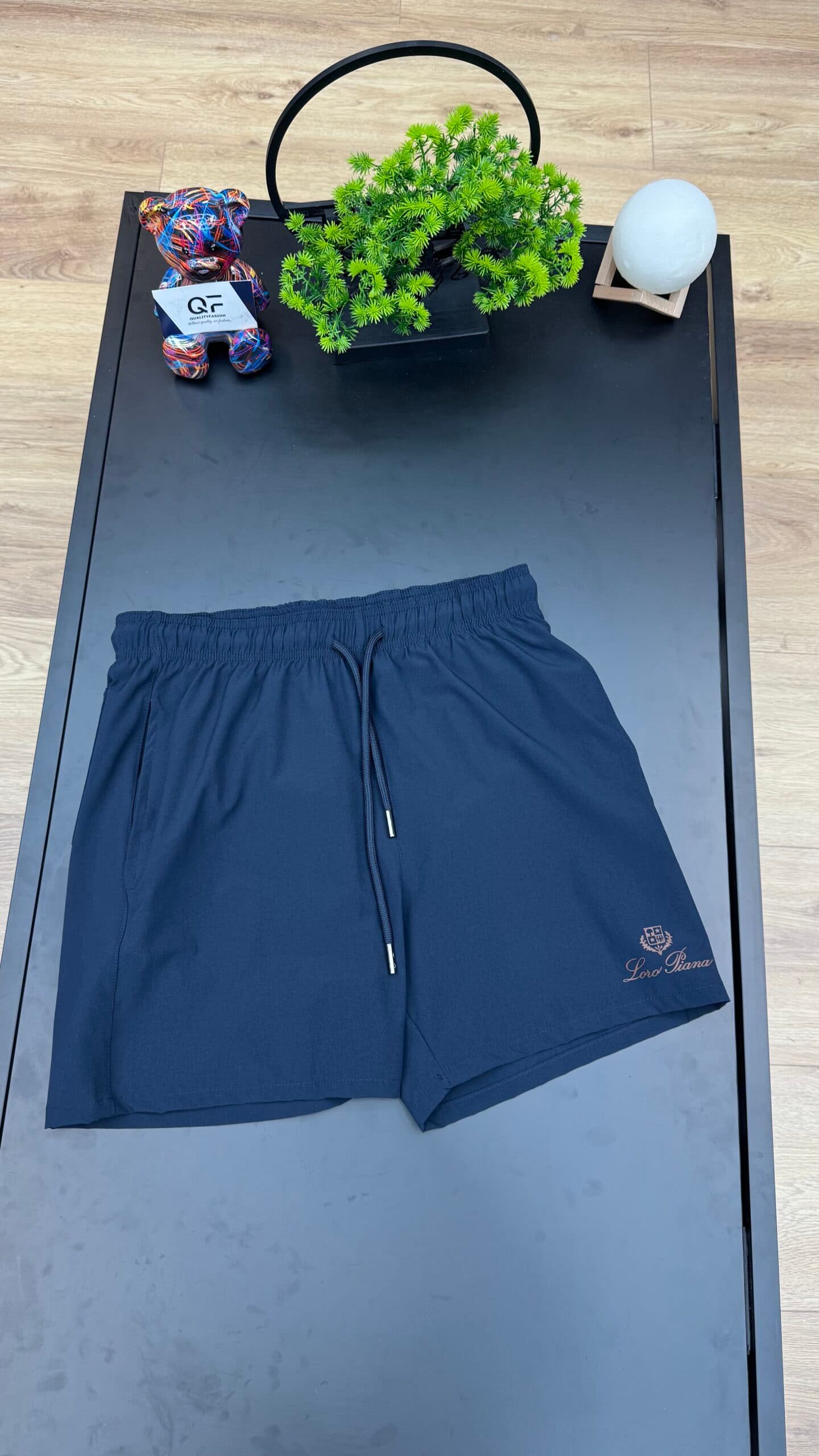 Loro Piana Logo Swim Short Navy Blue
