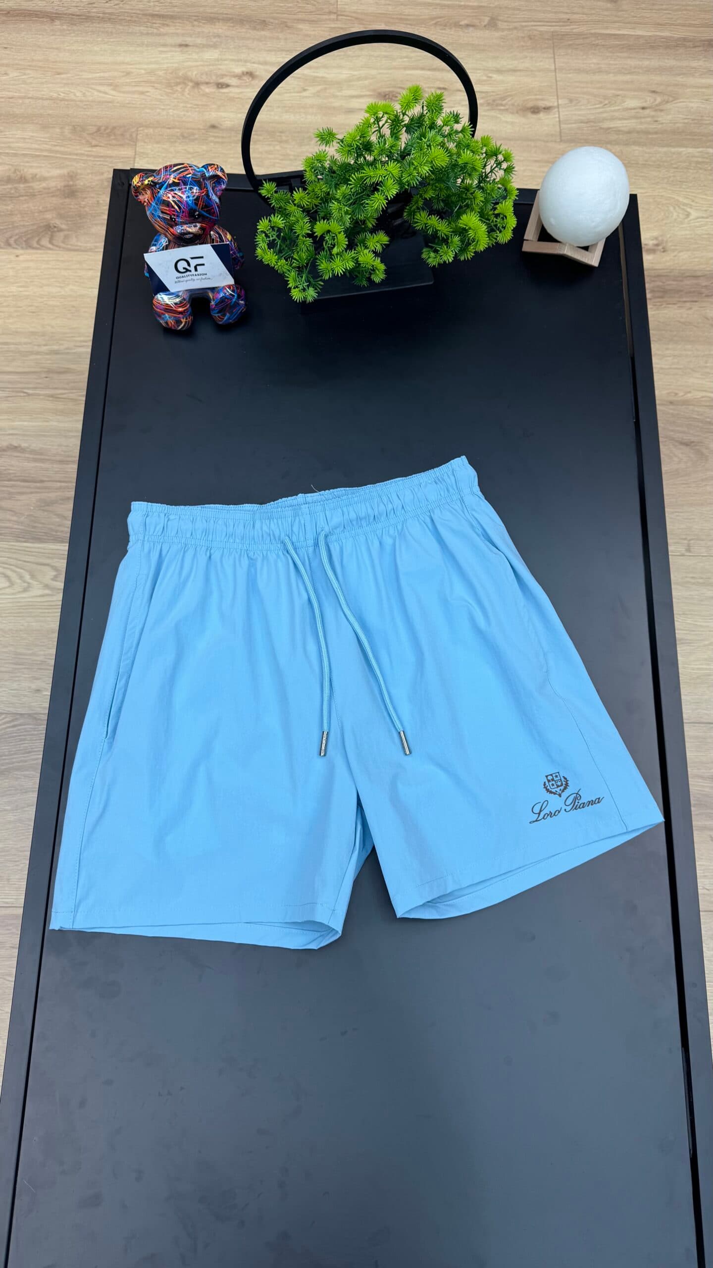 Loro Piana Logo Swim Short Ciel Blue