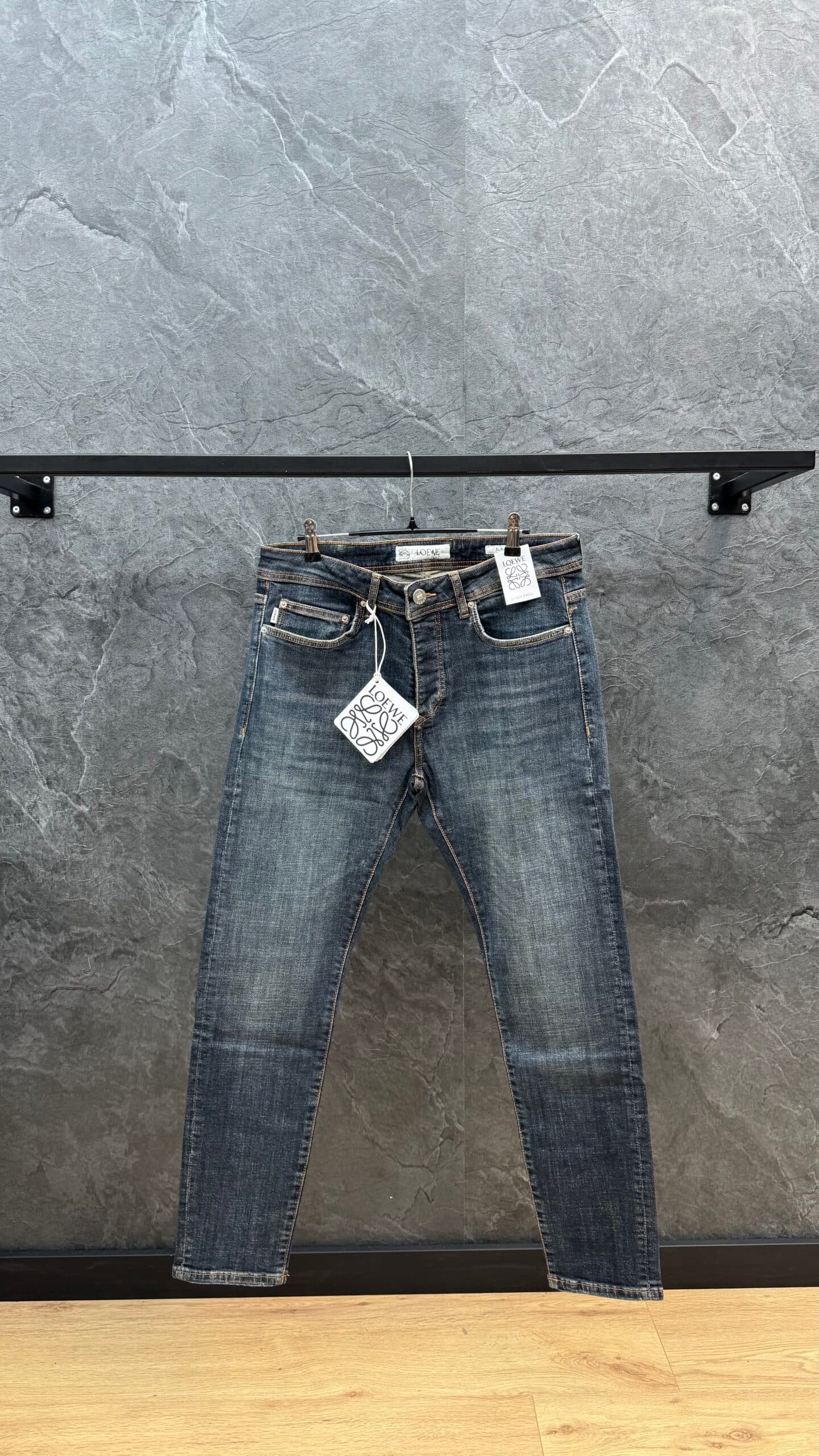 Loewe Logo Slim Fit Jeans Dark Blue