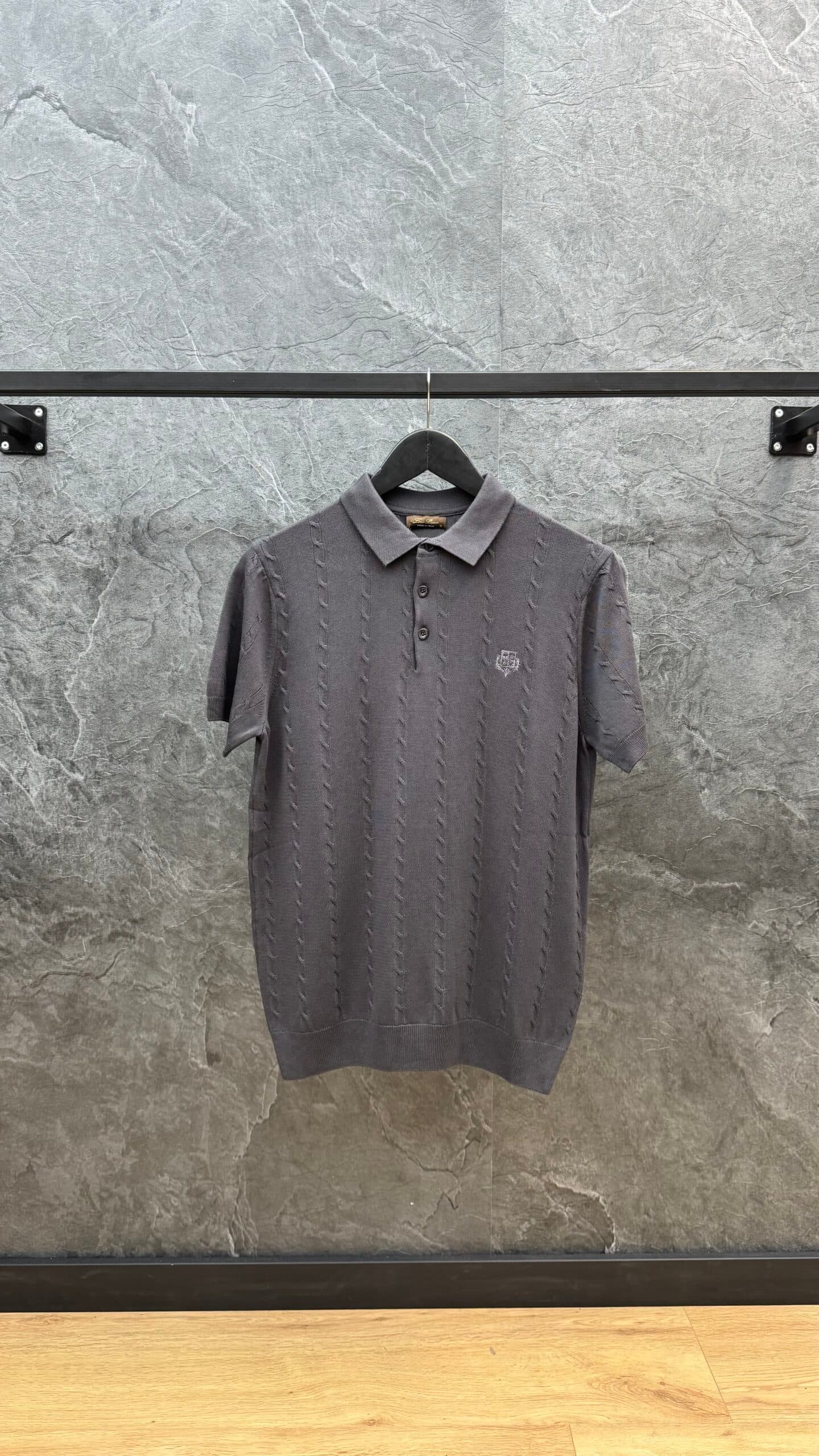 Loro Piana Chevron Polo Antraciet