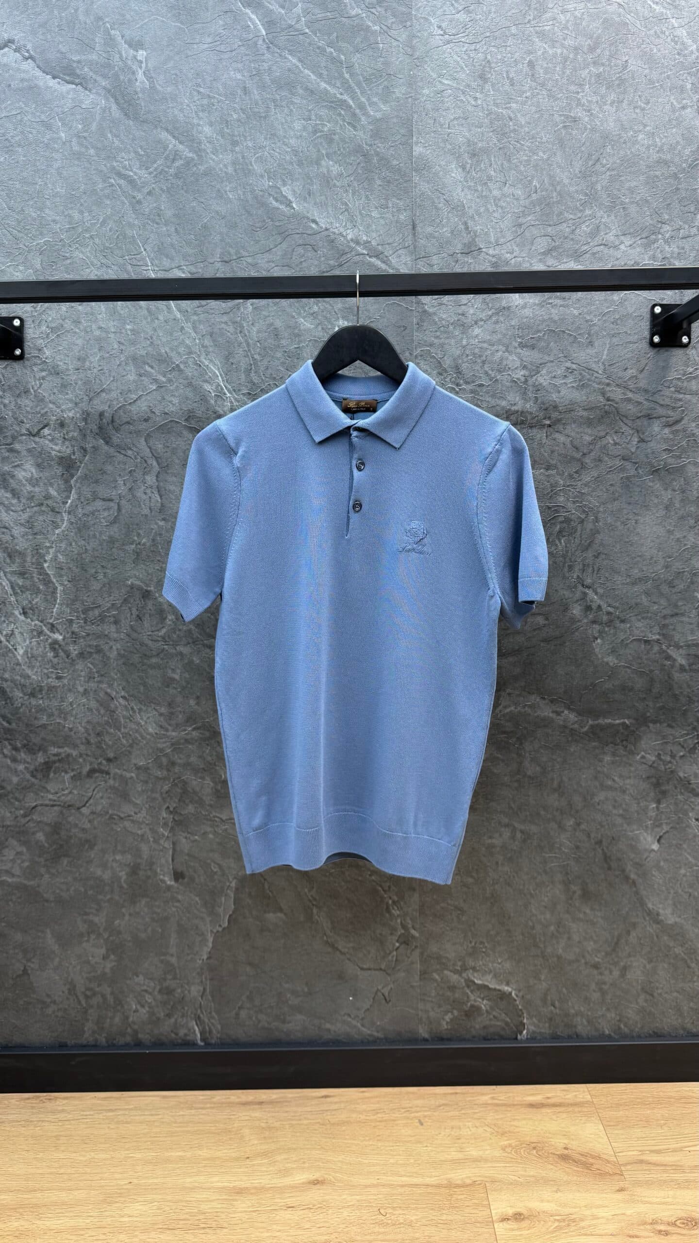 Loro Piana Knitted Polo Ciel Blue