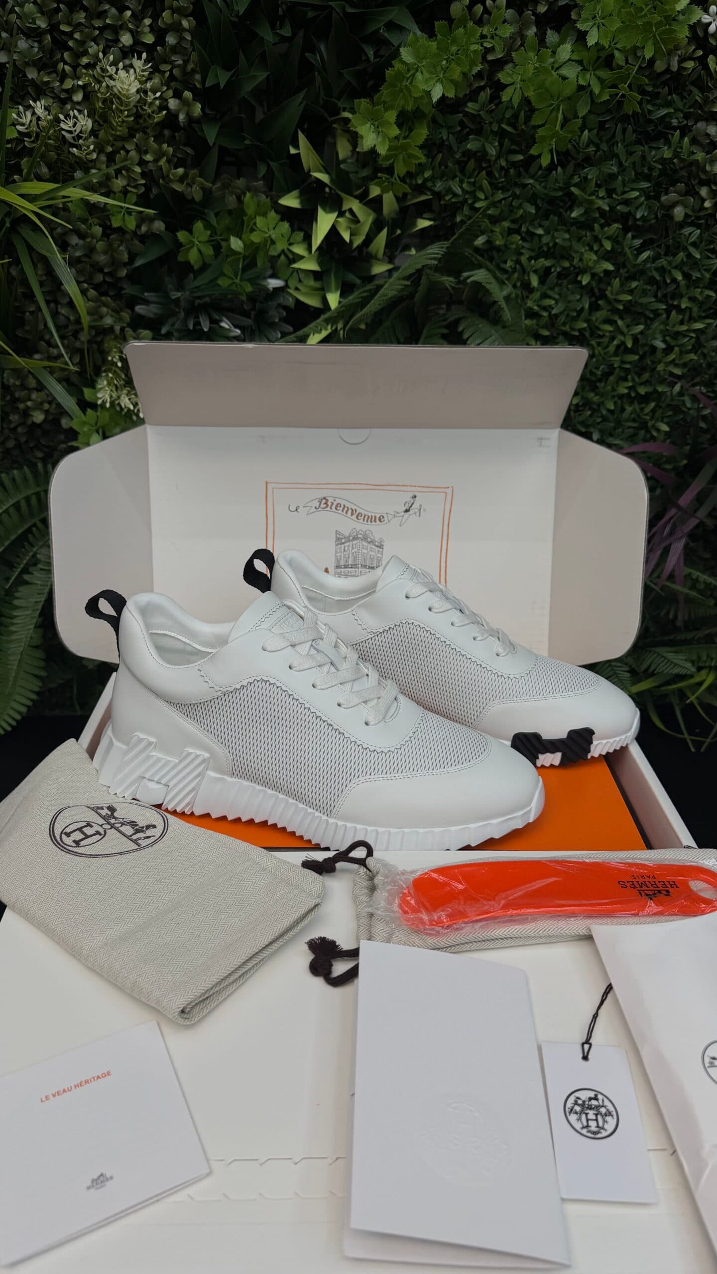 Hermes Bouncing Half Leather White