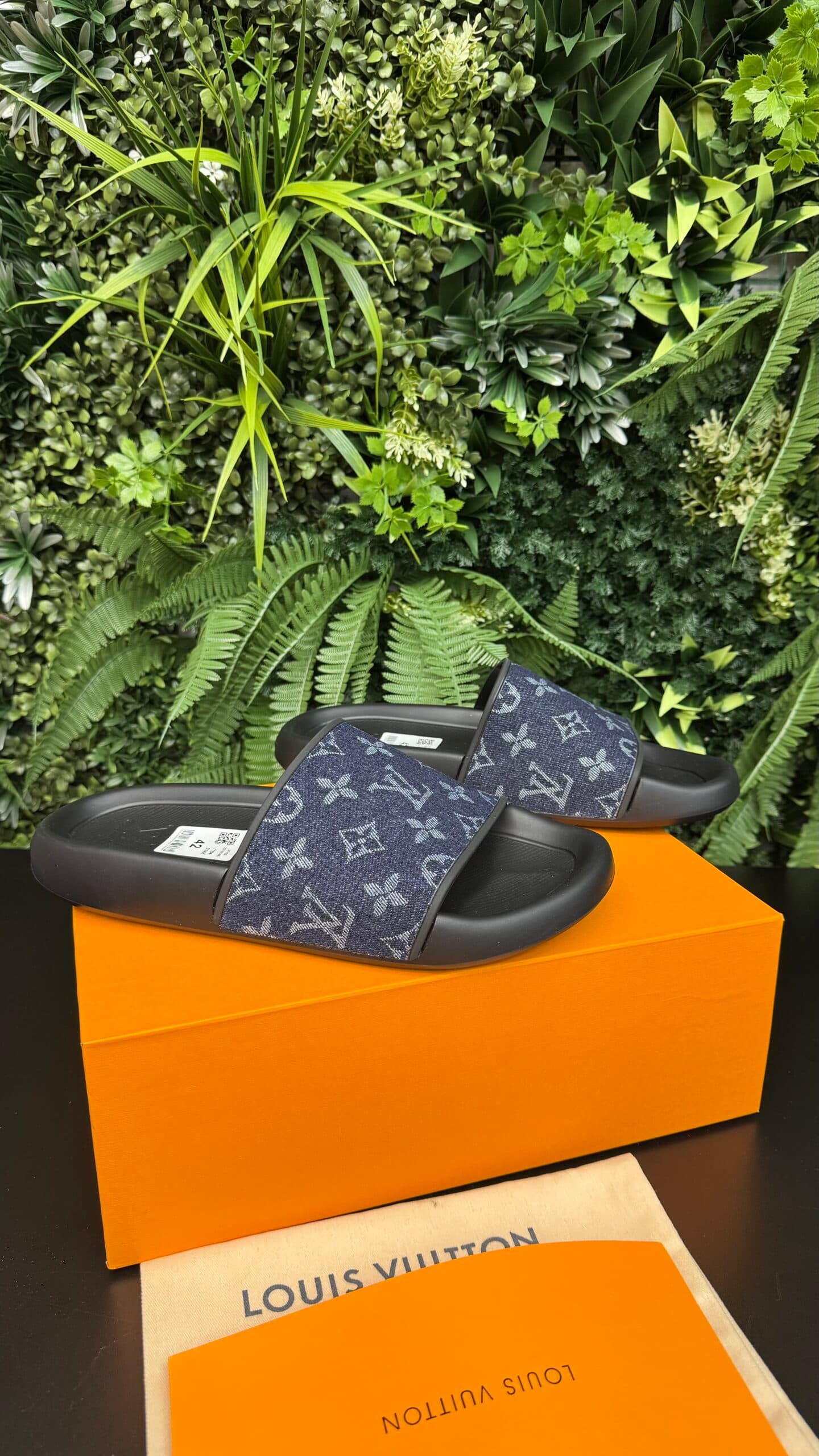 Louis Vuitton Waterfront Monogram Denim Slides Marine