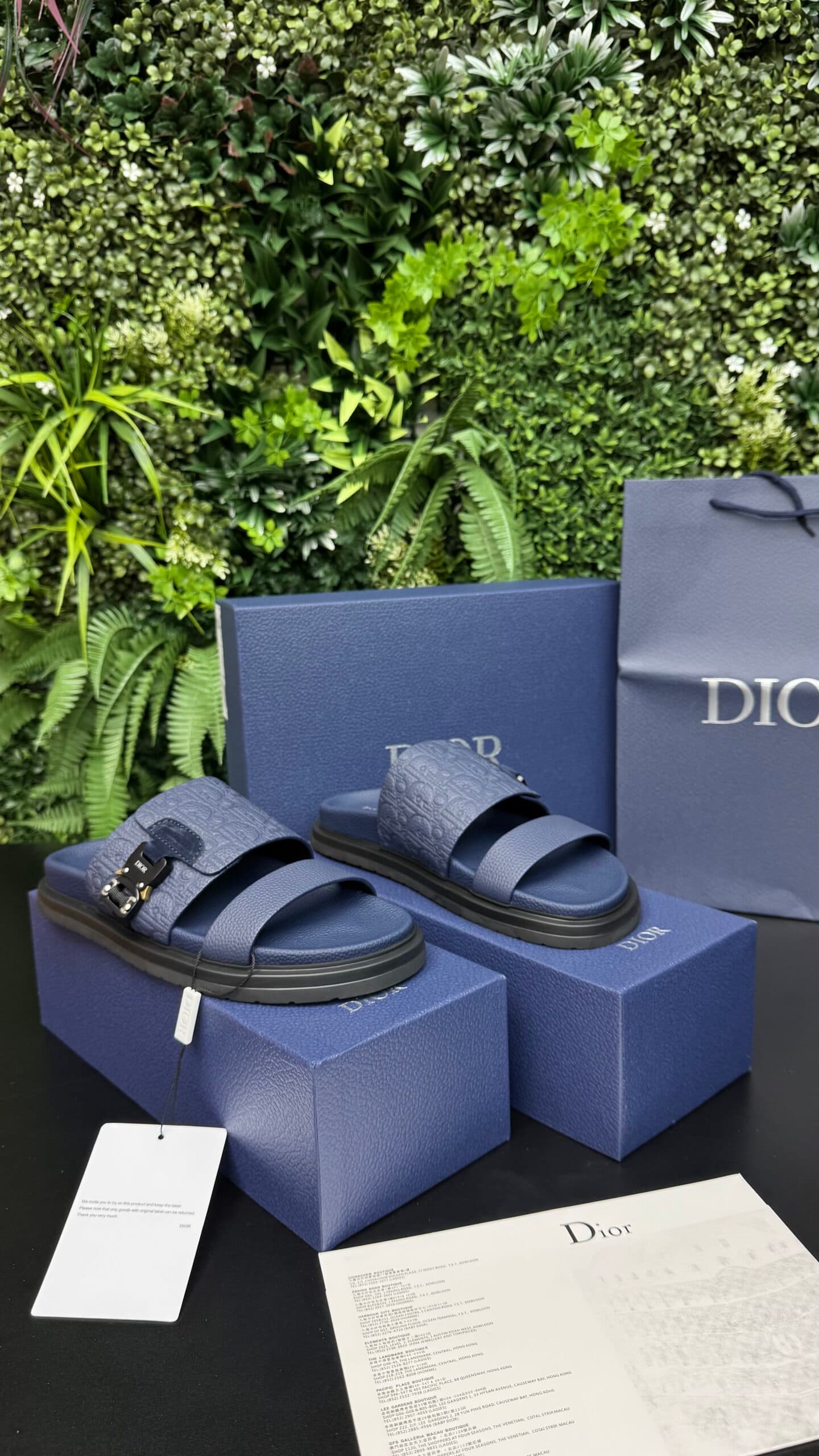 Dior Oblique Leather Sandal Navy Blue