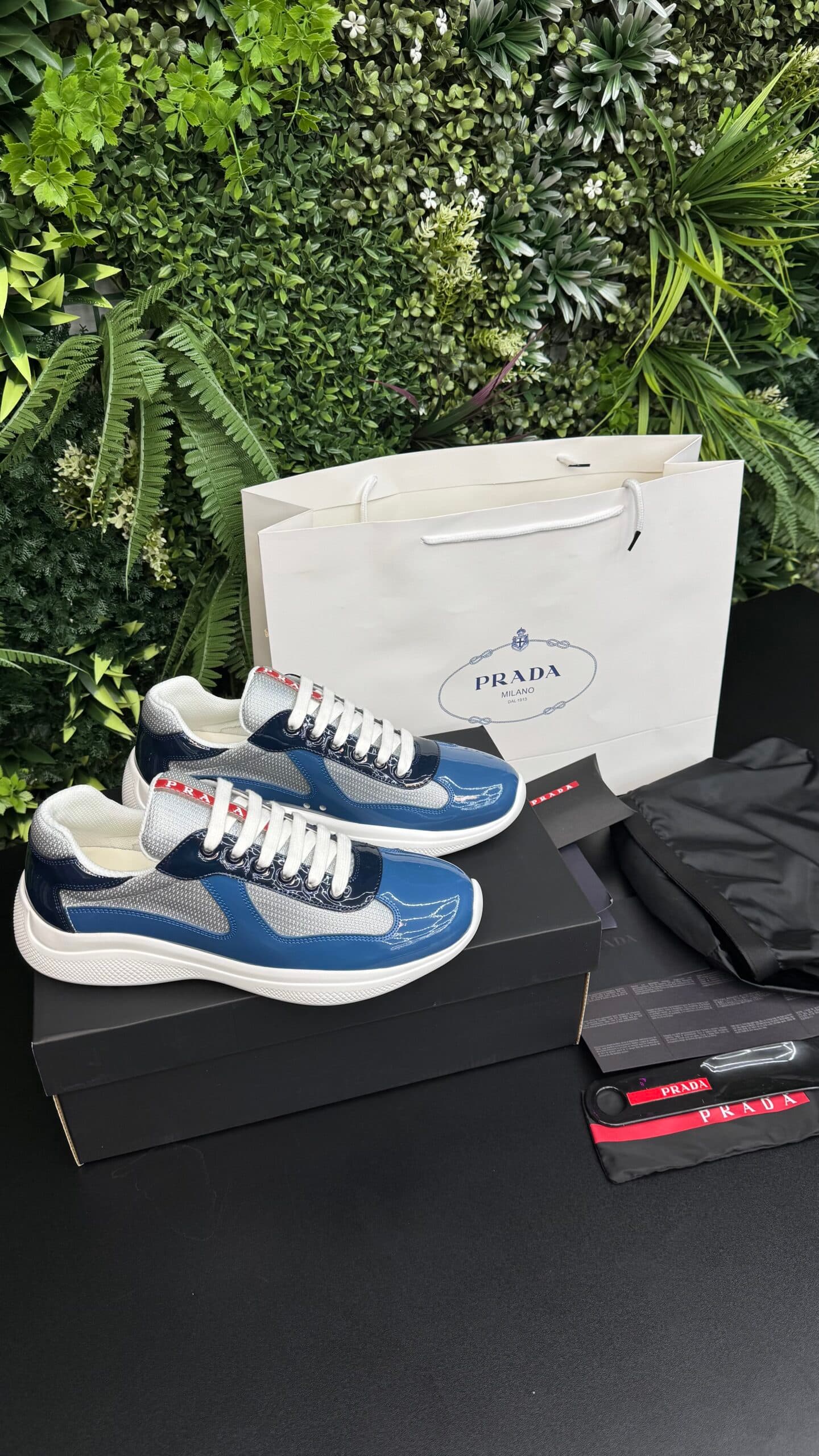 Prada Patent leather and technical America's Cup Blue