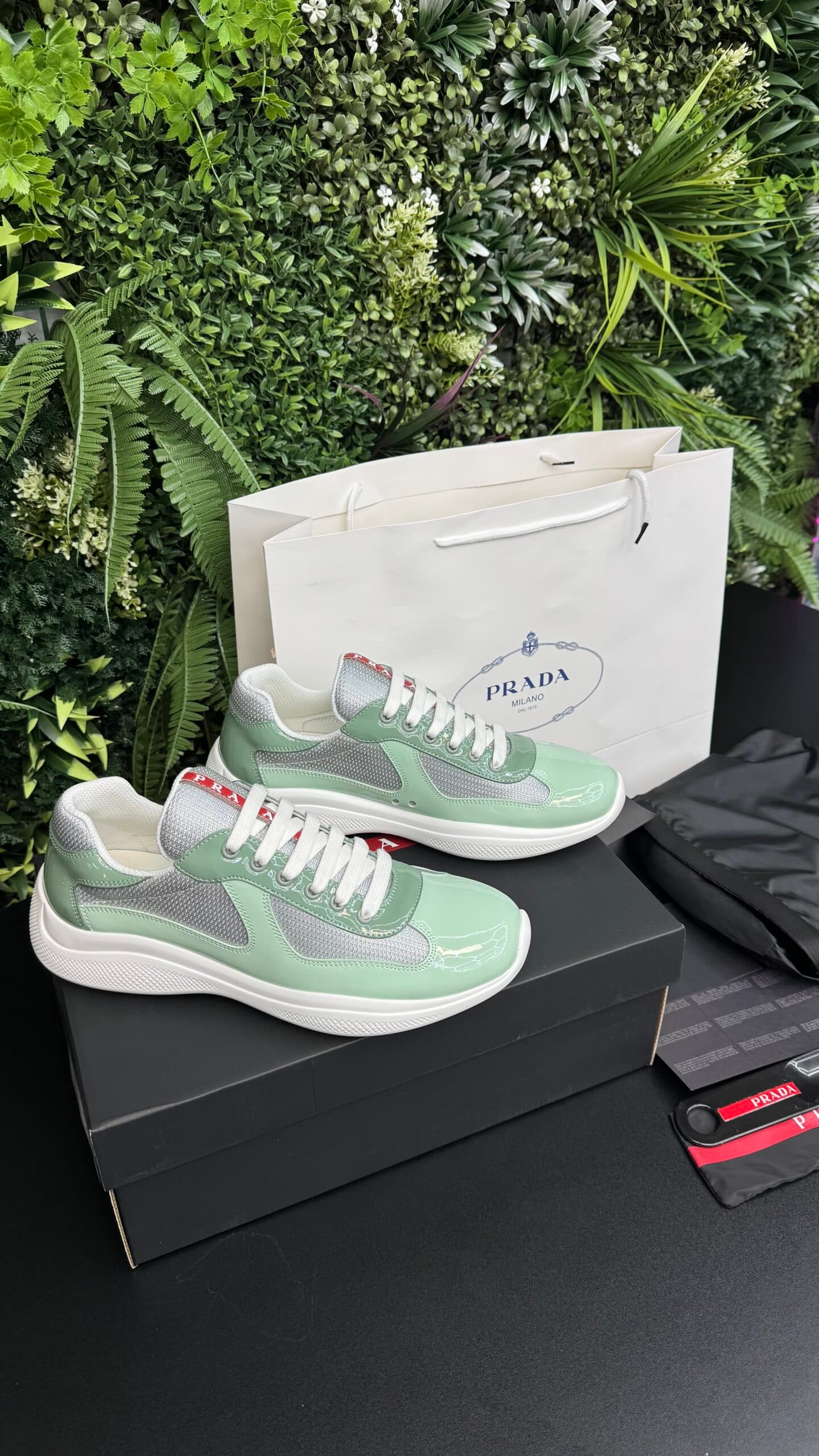 Prada Patent leather and technical America's Cup Green