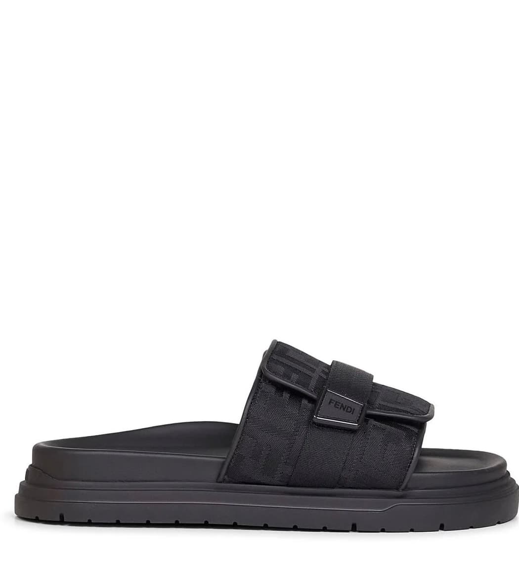 Fendi Chunky Monogrammed Slides Black