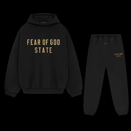 Essentials Fear Of God State Tracksuit Black Heathe