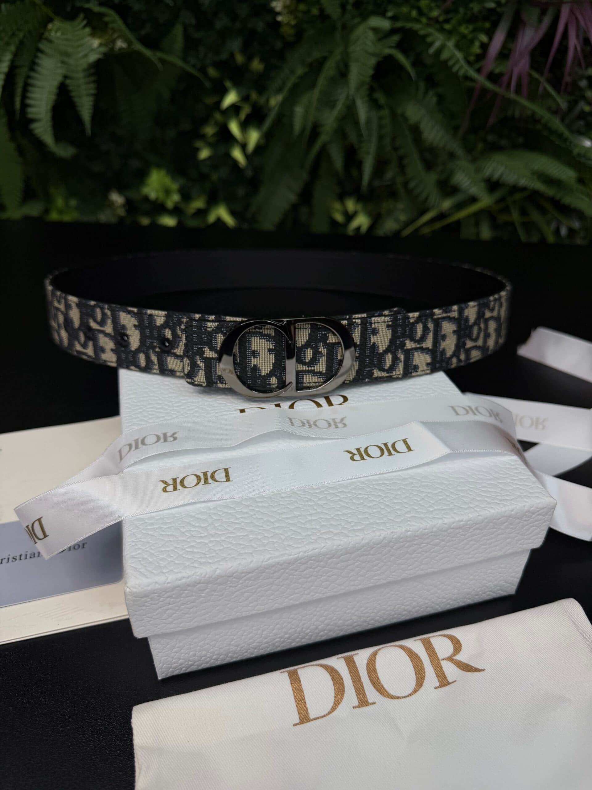 Dior Oblique CD Belt Beige Silver