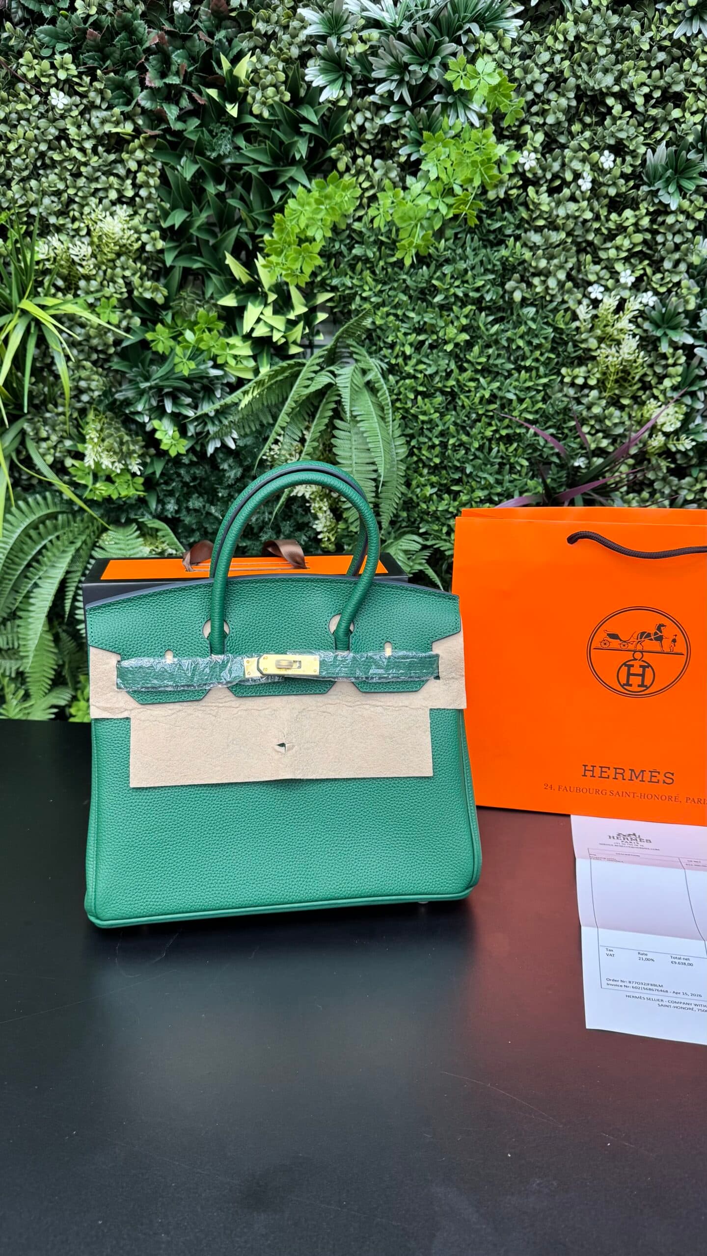 Hermes Kelly 25 Bag Gold/Green