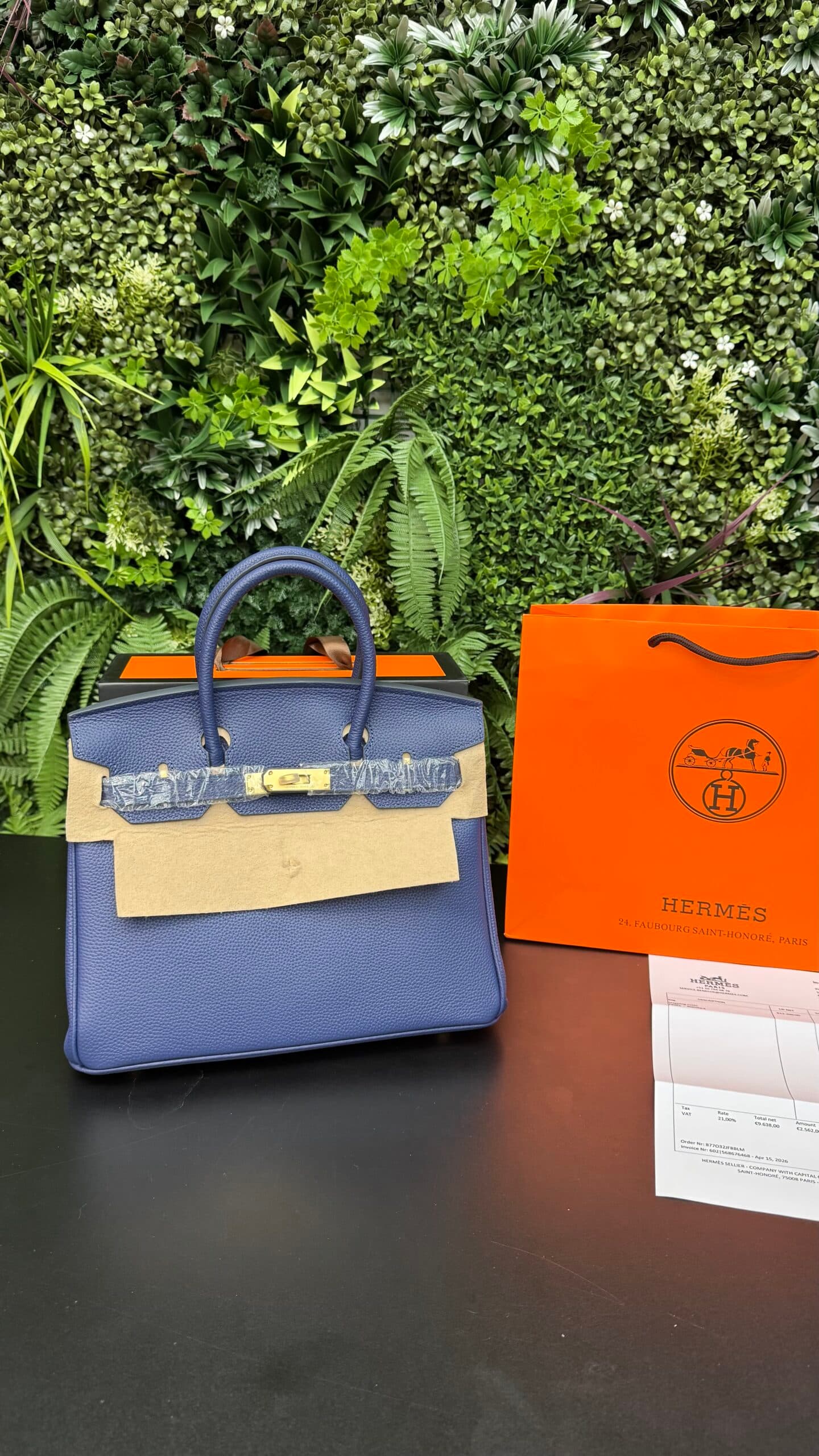 Hermes Kelly 25 Bag Gold/Navy Blue