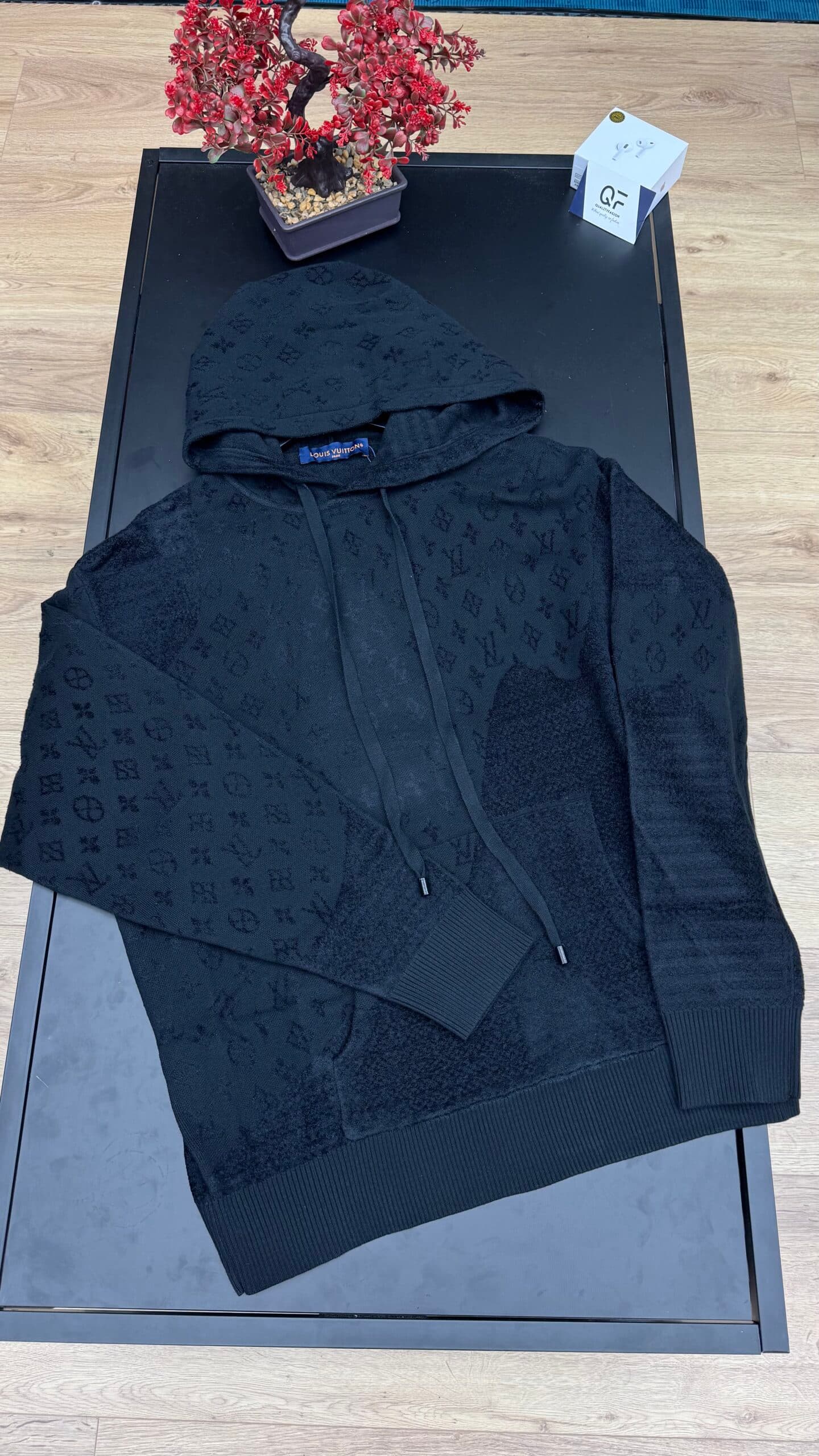 Louis Vuitton Graphic Jacquard Knit Hoodie Black