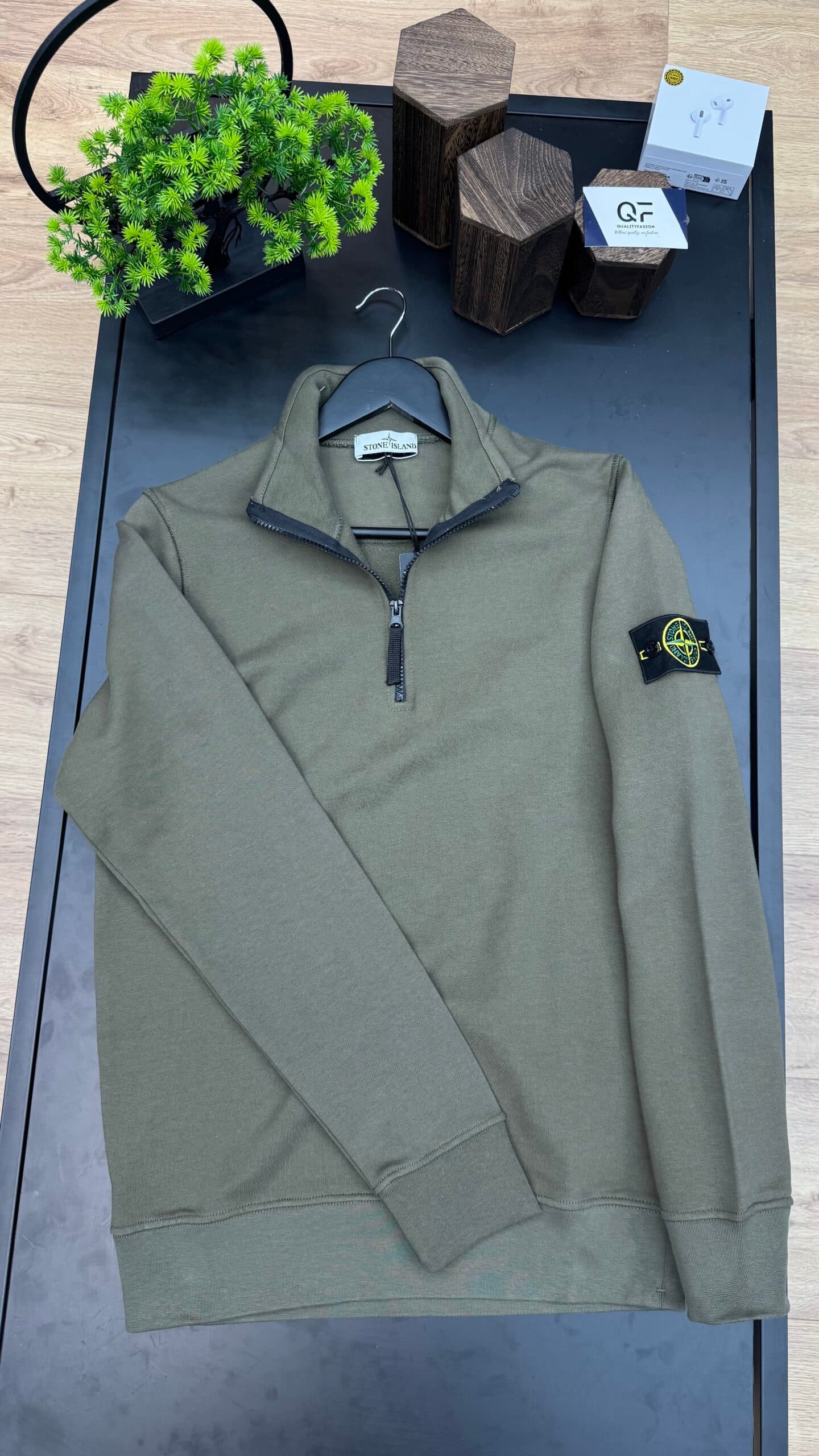 Stone Island 1/4 Zipper Sweater Khaki