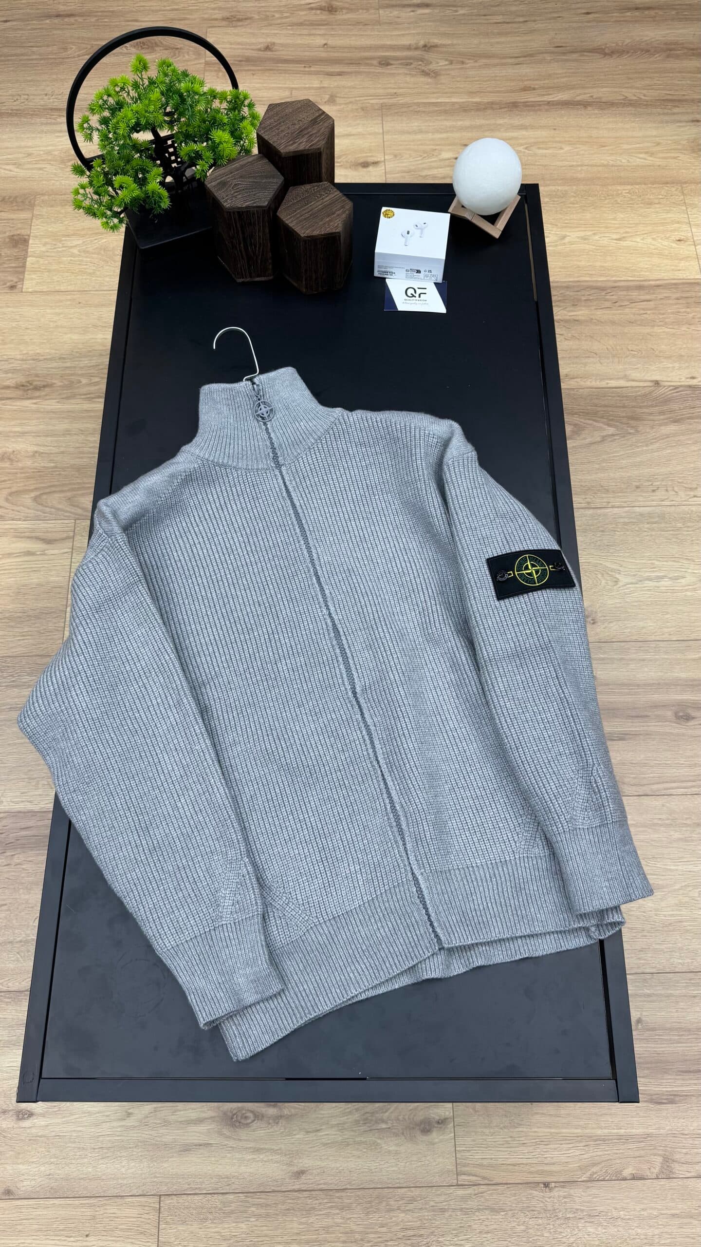 Stone Island Full Zipper Knit Vest Grey